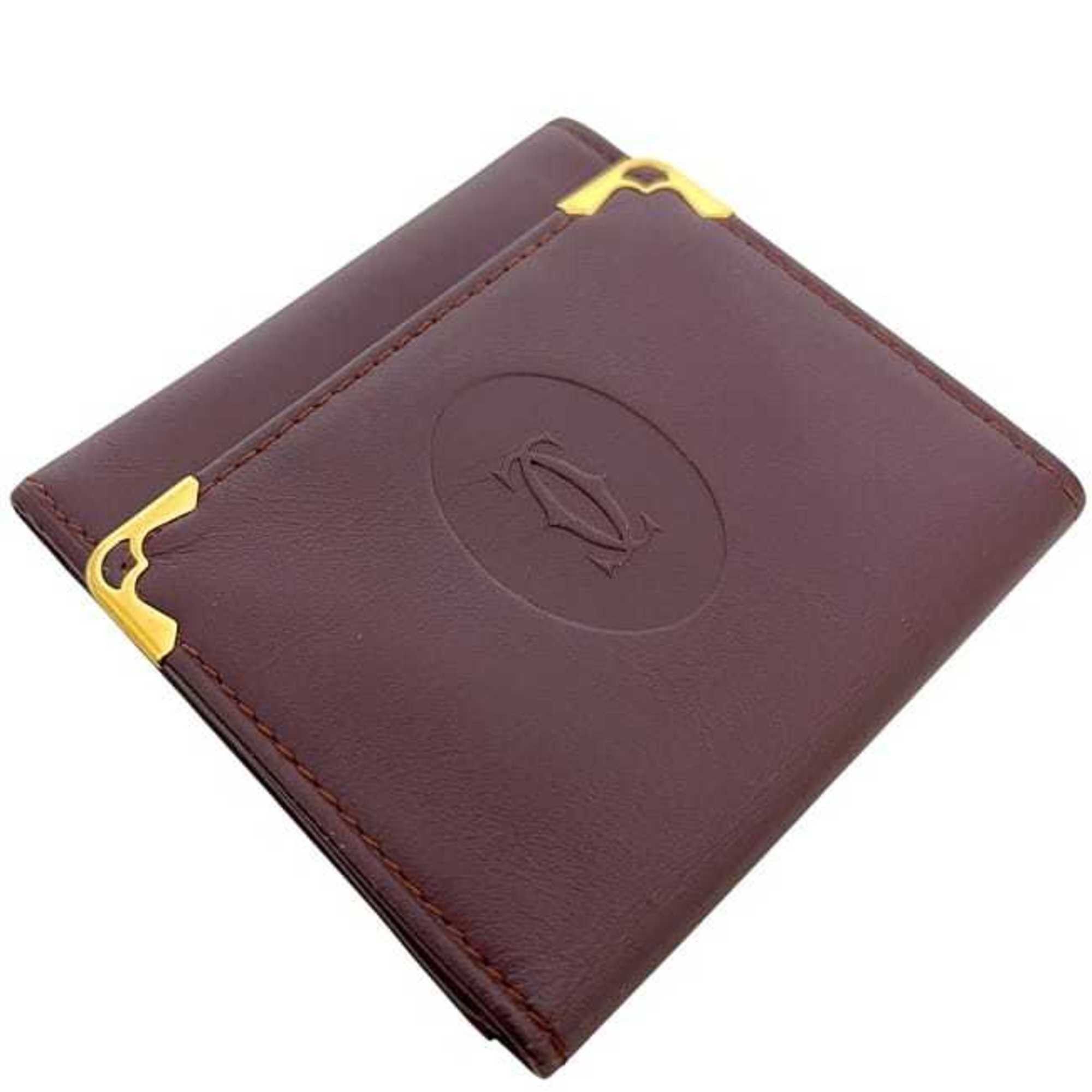 Cartier Cartier coin case ec-24813 Bordeaux Must purse leather wallet mini red wine compact for men and women Size ONE SIZE - 7 Thumbnail