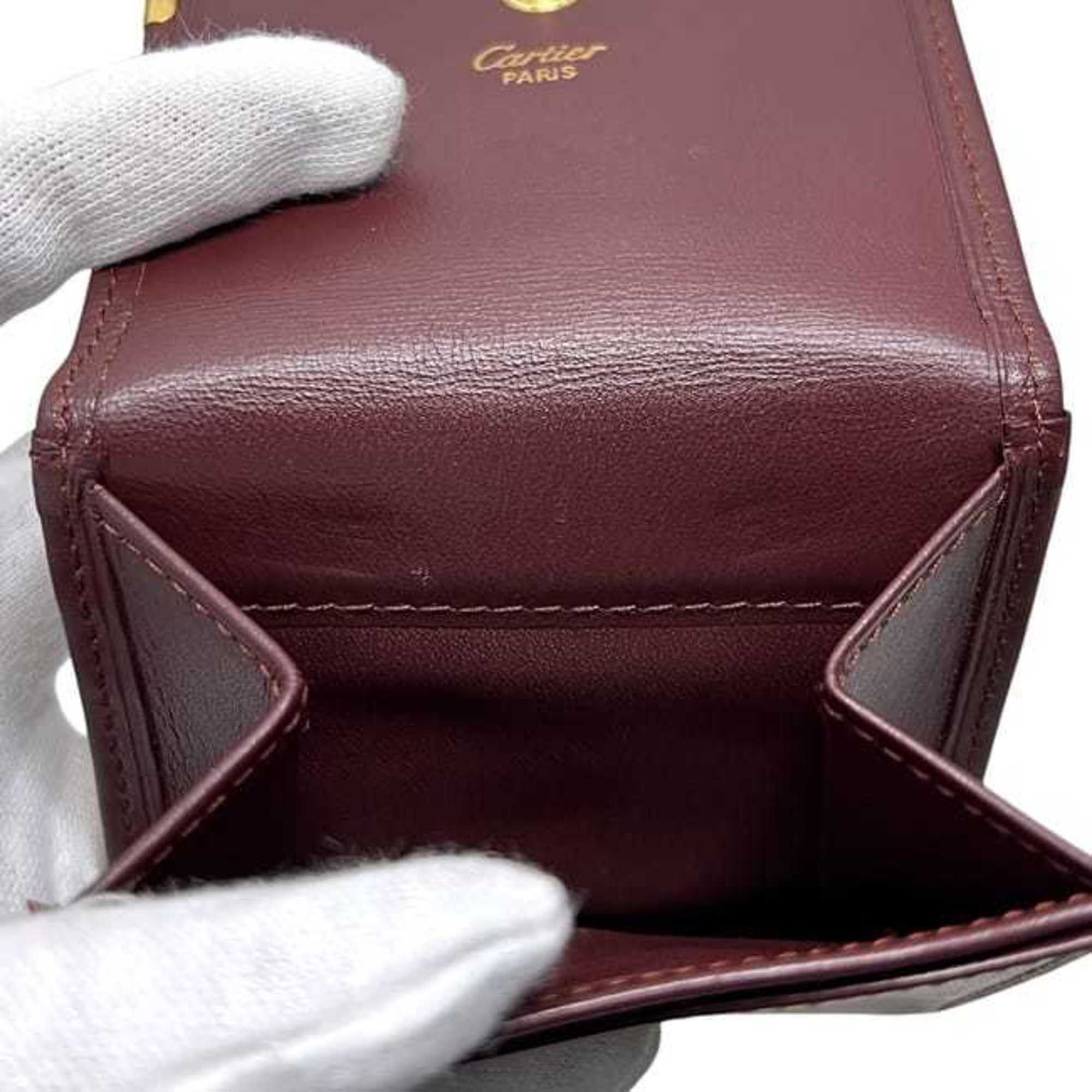 Cartier Cartier coin case ec-24813 Bordeaux Must purse leather wallet mini red wine compact for men and women Size ONE SIZE - 6 Thumbnail