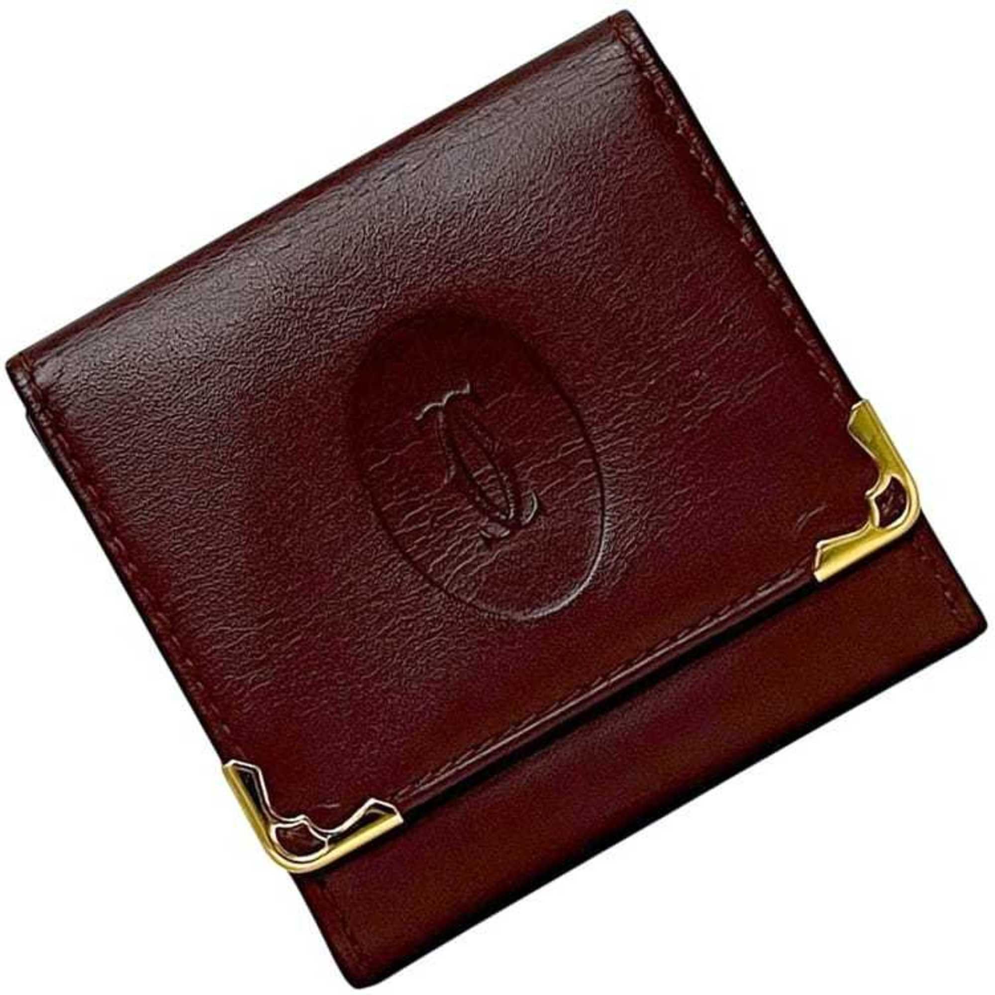 Cartier Cartier coin case ec-24813 Bordeaux Must purse leather wallet mini red wine compact for men and women Size ONE SIZE - 2 Thumbnail