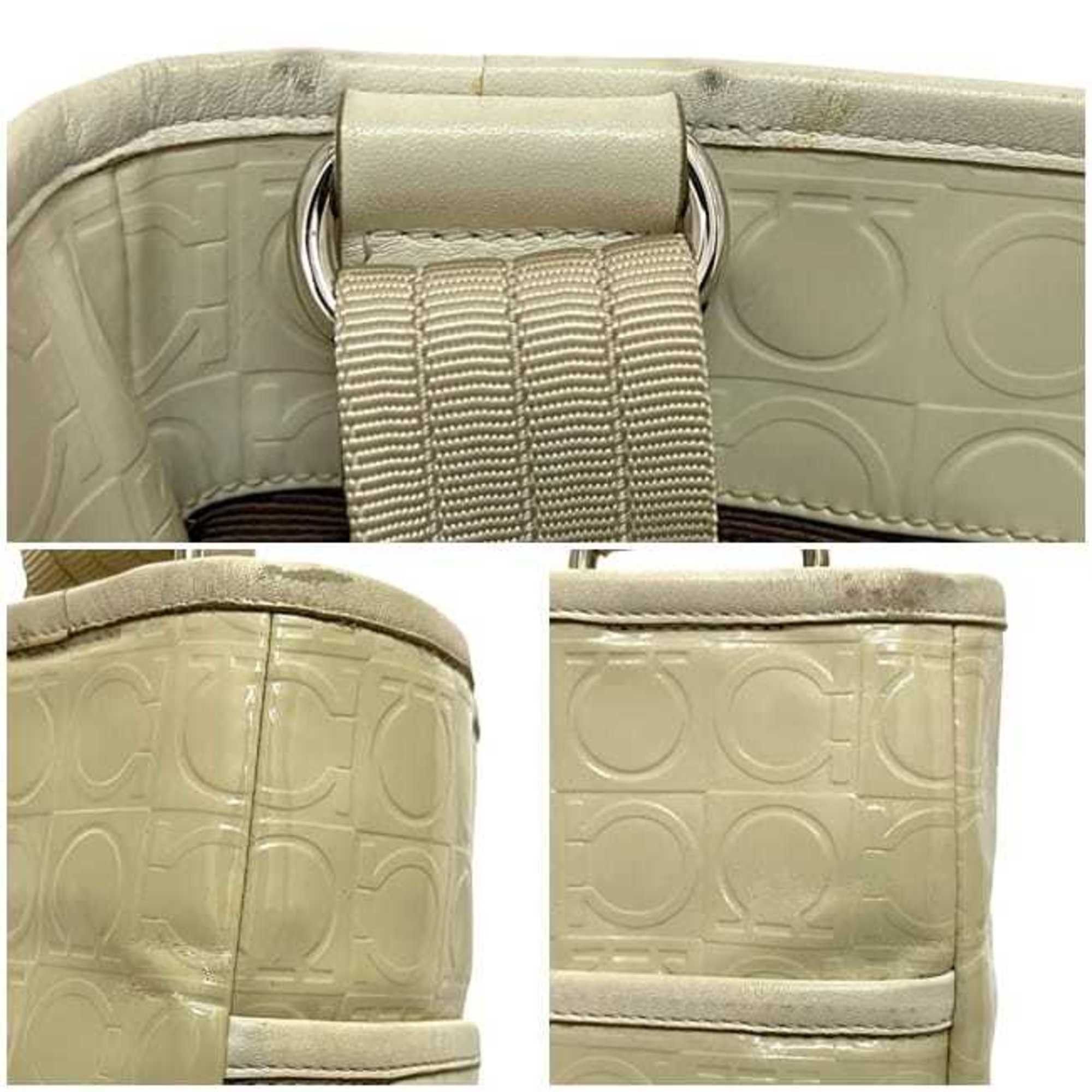 Salvatore Ferragamo Salvatore Ferragamo shoulder bag ec-24801 cream white Gancini AU-21 B492 crossbody in patent leather, one-tone Size ONE SIZE - 7 Thumbnail
