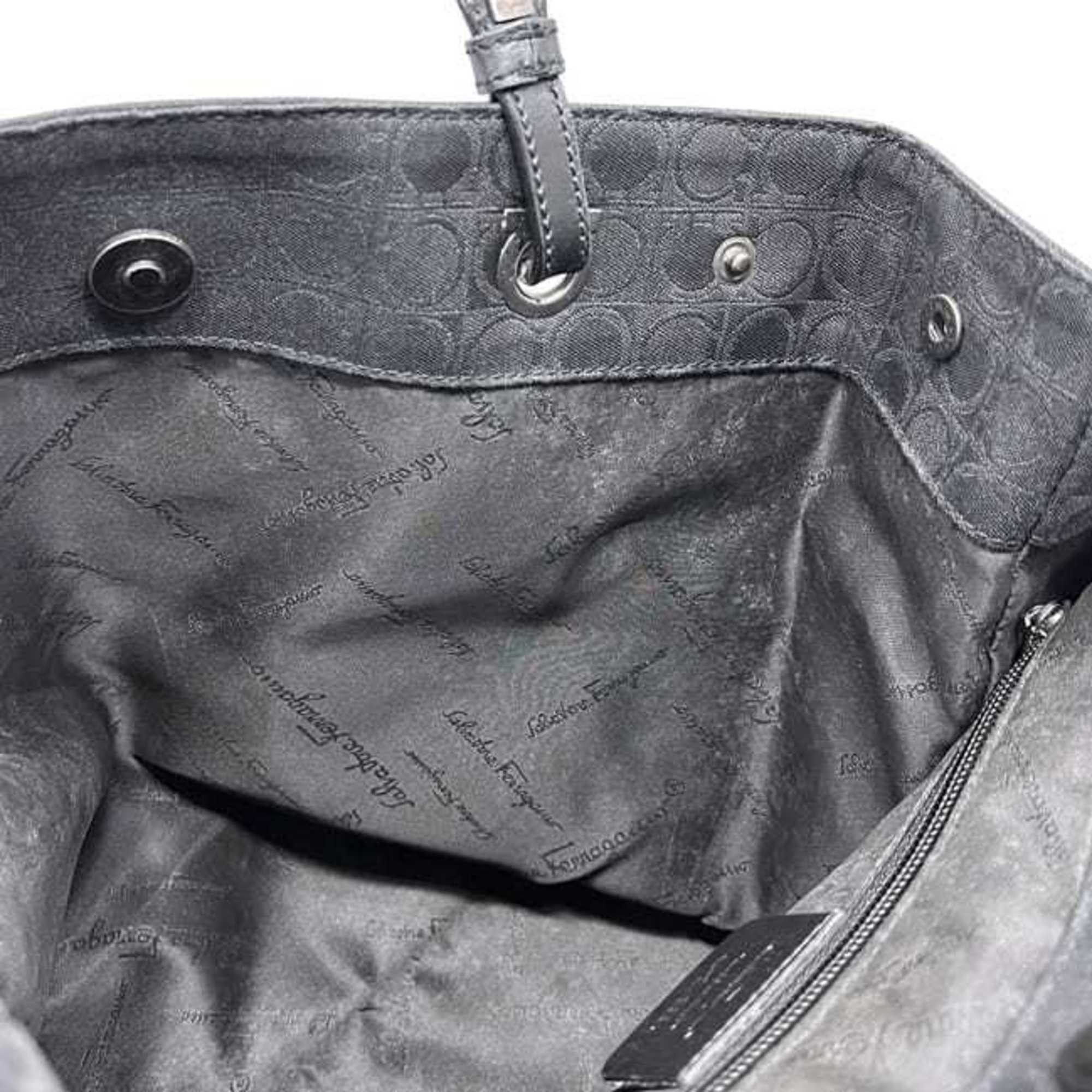 Salvatore Ferragamo Salvatore Ferragamo tote bag ec-24752 black Gancini AU-21 3831 canvas and leather men's women's Size ONE SIZE - 4 Thumbnail