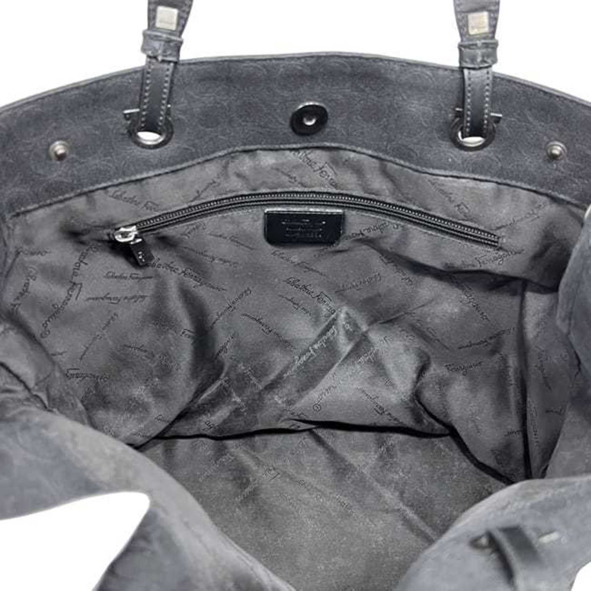 Salvatore Ferragamo Salvatore Ferragamo tote bag ec-24752 black Gancini AU-21 3831 canvas and leather men's women's Size ONE SIZE - 5 Thumbnail