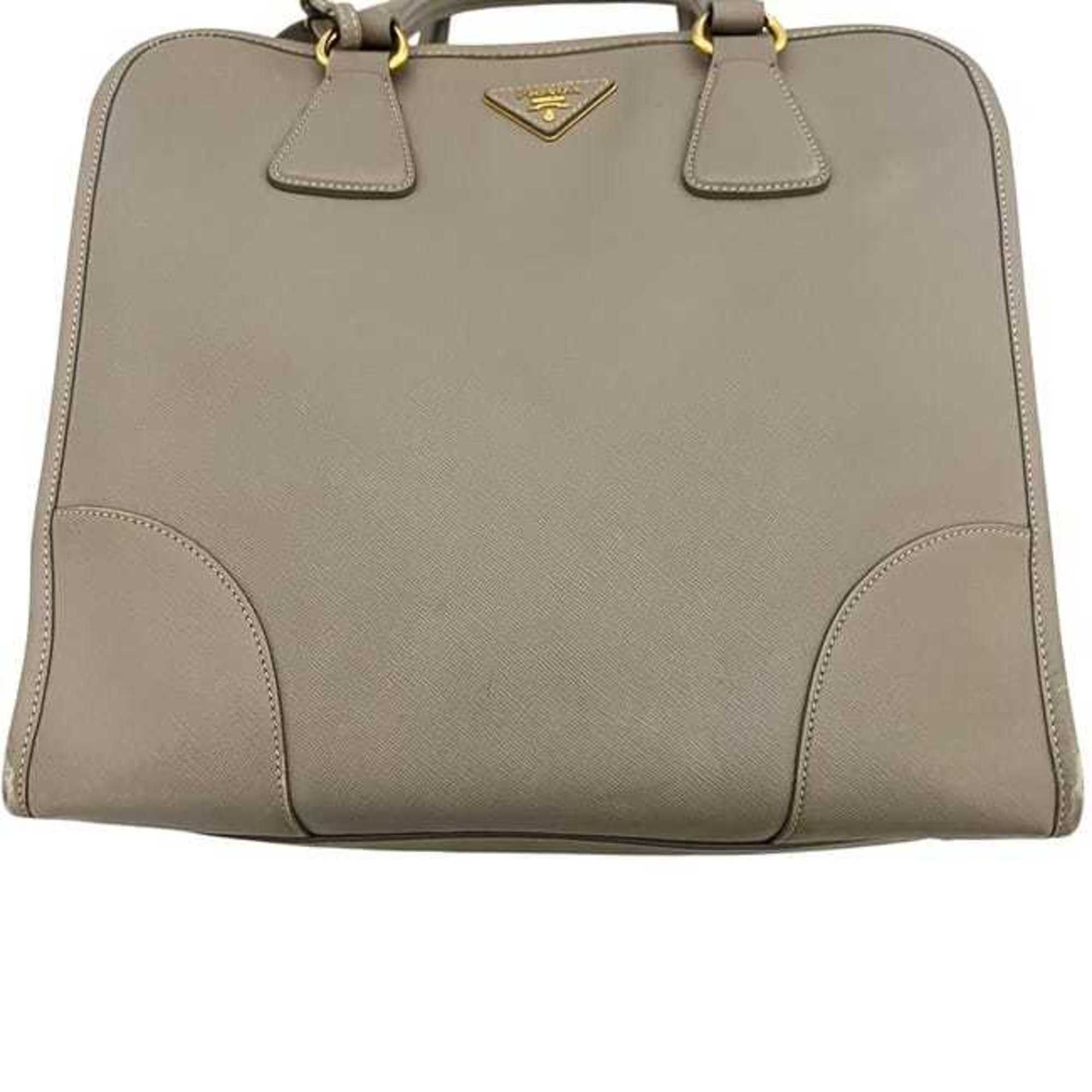 Prada Prada 2-way bag f-24770 beige BN2254 Saffiano leather B/31 PRADA freestanding crossbody shoulder bag/handbag with triangular plate for women Size ONE SIZE - 8 Thumbnail