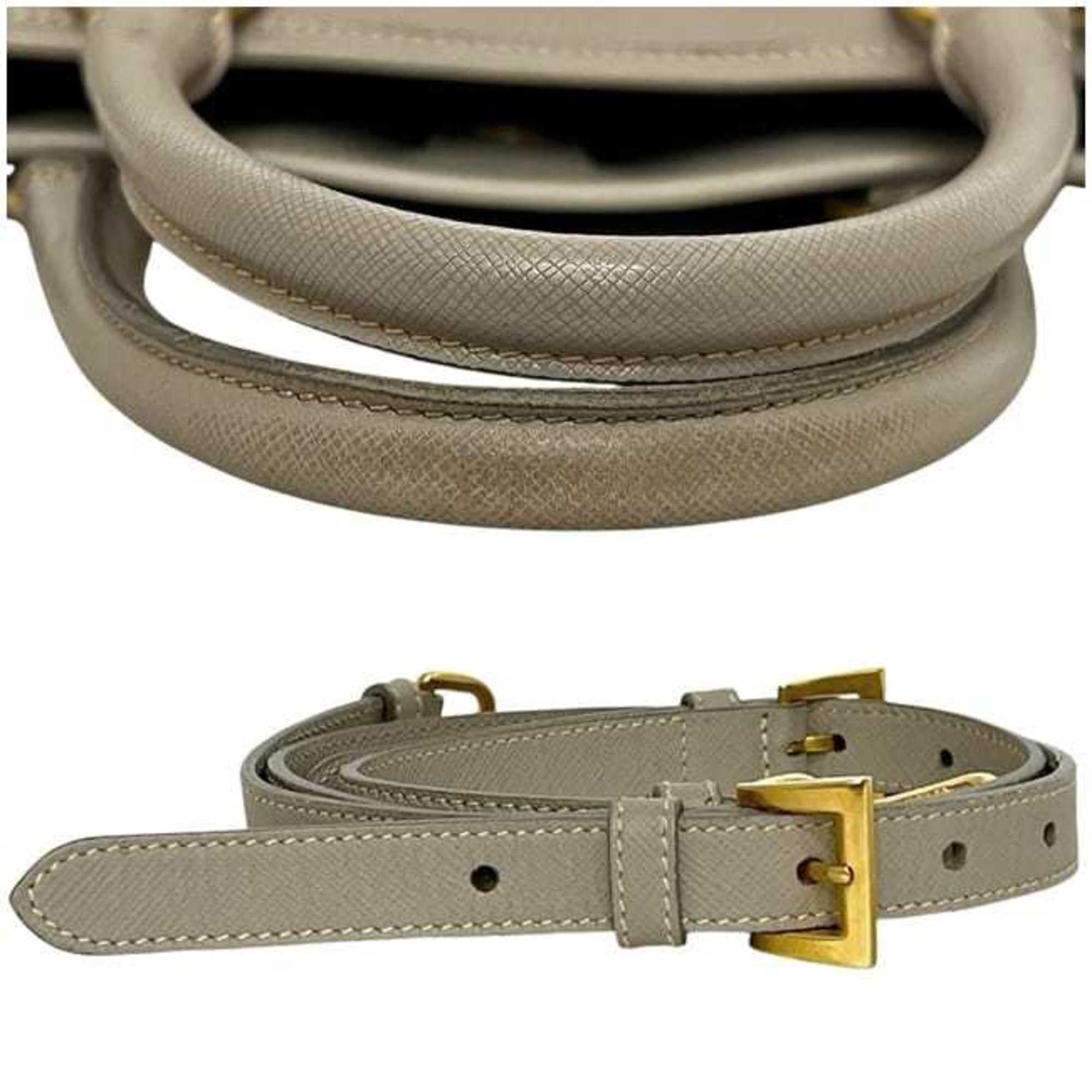 Prada Prada 2-way bag f-24770 beige BN2254 Saffiano leather B/31 PRADA freestanding crossbody shoulder bag/handbag with triangular plate for women Size ONE SIZE - 6 Thumbnail