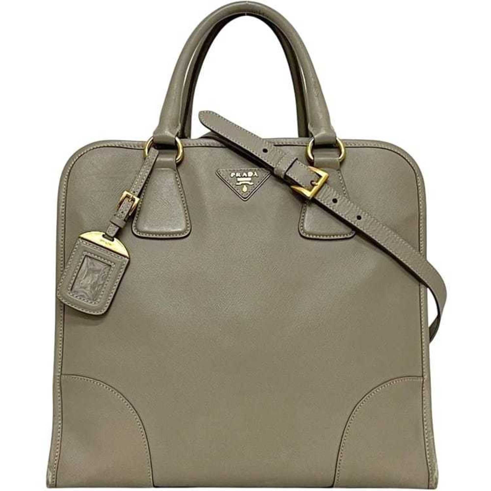 Prada Prada 2-way bag f-24770 beige BN2254 Saffiano leather B/31 PRADA freestanding crossbody shoulder bag/handbag with triangular plate for women Size ONE SIZE - 2 Thumbnail