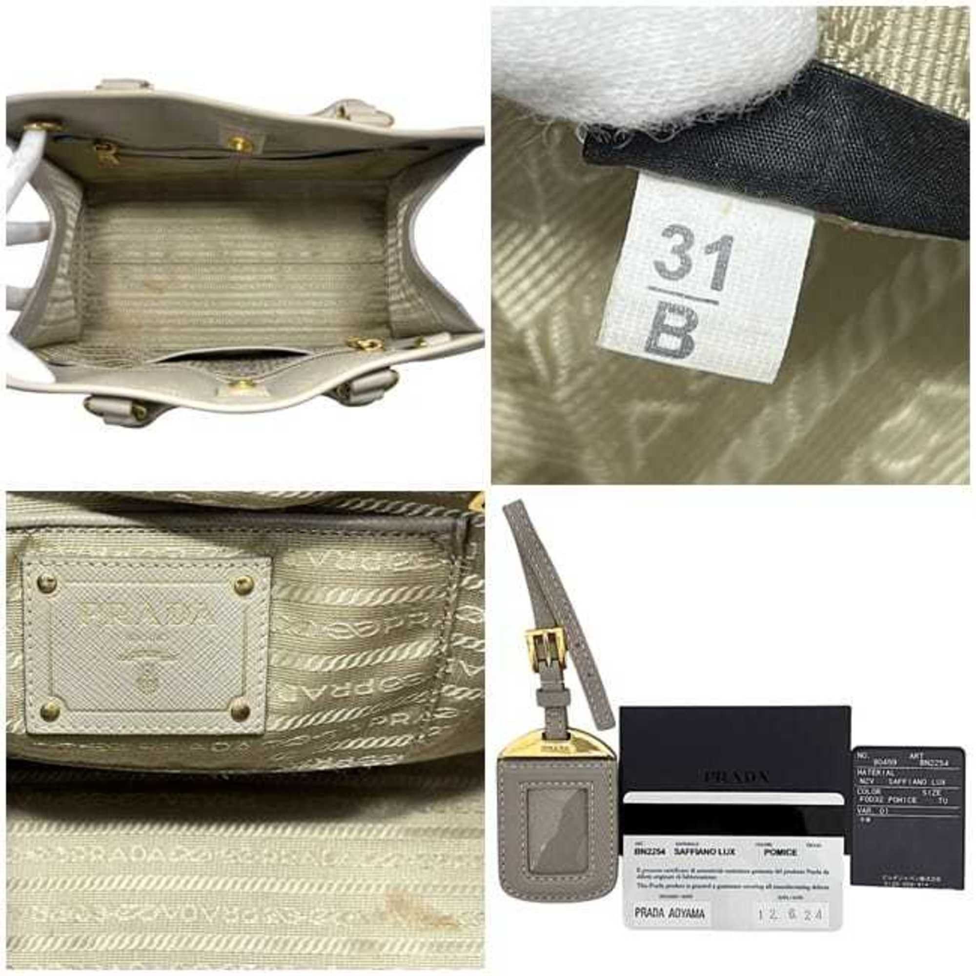 Prada Prada 2-way bag f-24770 beige BN2254 Saffiano leather B/31 PRADA freestanding crossbody shoulder bag/handbag with triangular plate for women Size ONE SIZE - 4 Thumbnail