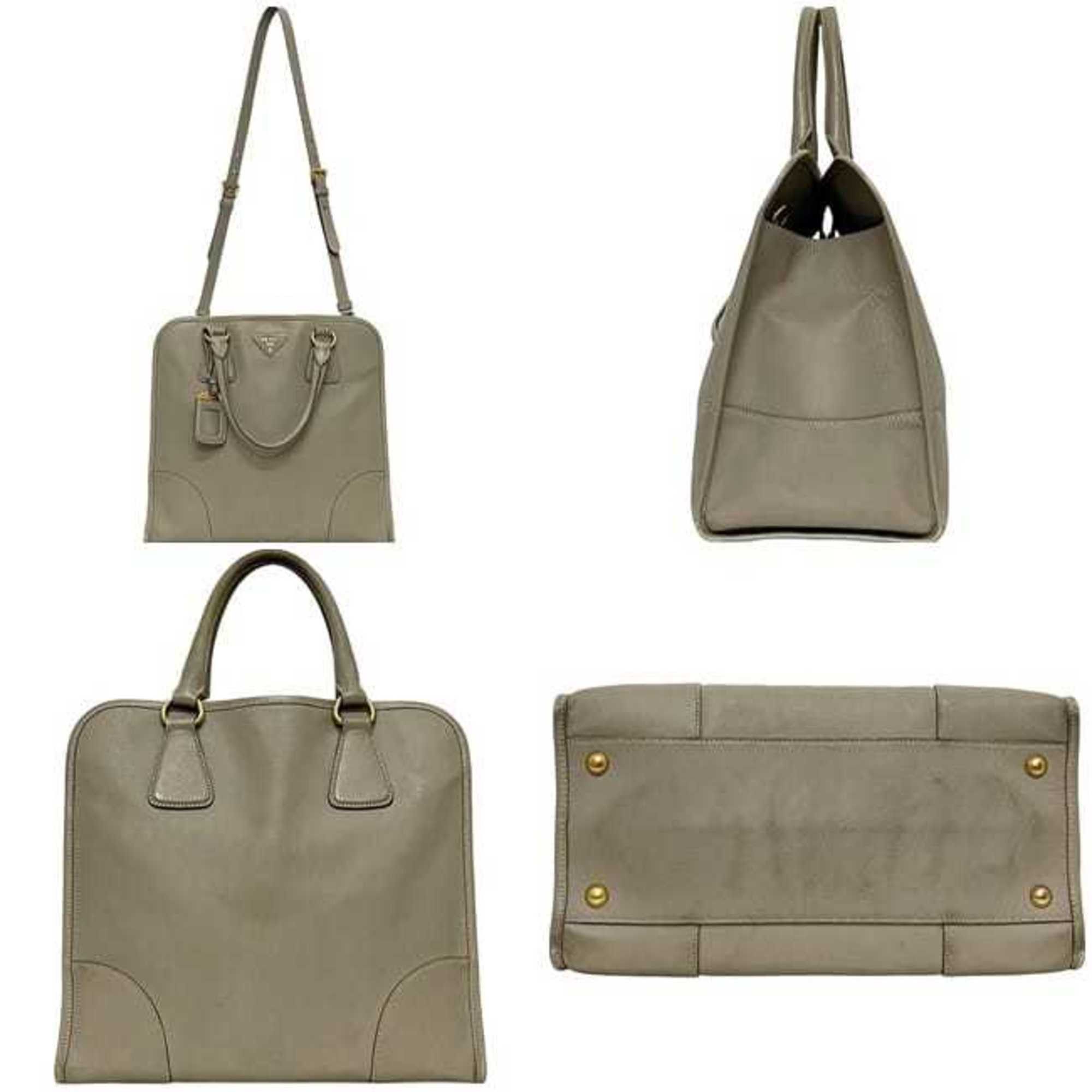 Prada Prada 2-way bag f-24770 beige BN2254 Saffiano leather B/31 PRADA freestanding crossbody shoulder bag/handbag with triangular plate for women Size ONE SIZE - 3 Thumbnail