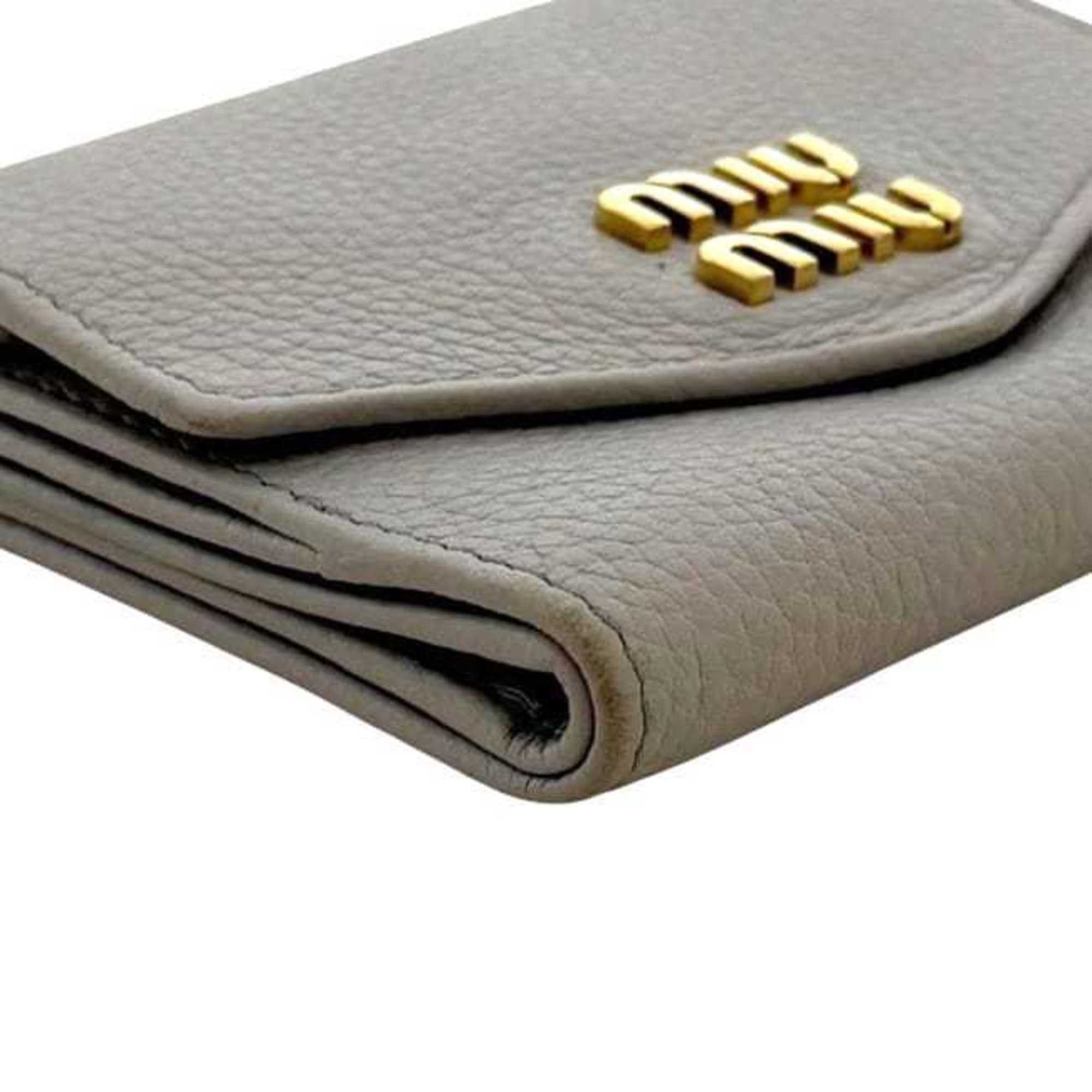 Miu Miu Miu Miu Miu Tri-fold Wallet ec-24871 Gray 5MH040 Leather 262 Compact Folding for Men and Women, Charcoal Color Size ONE SIZE - 11 Thumbnail