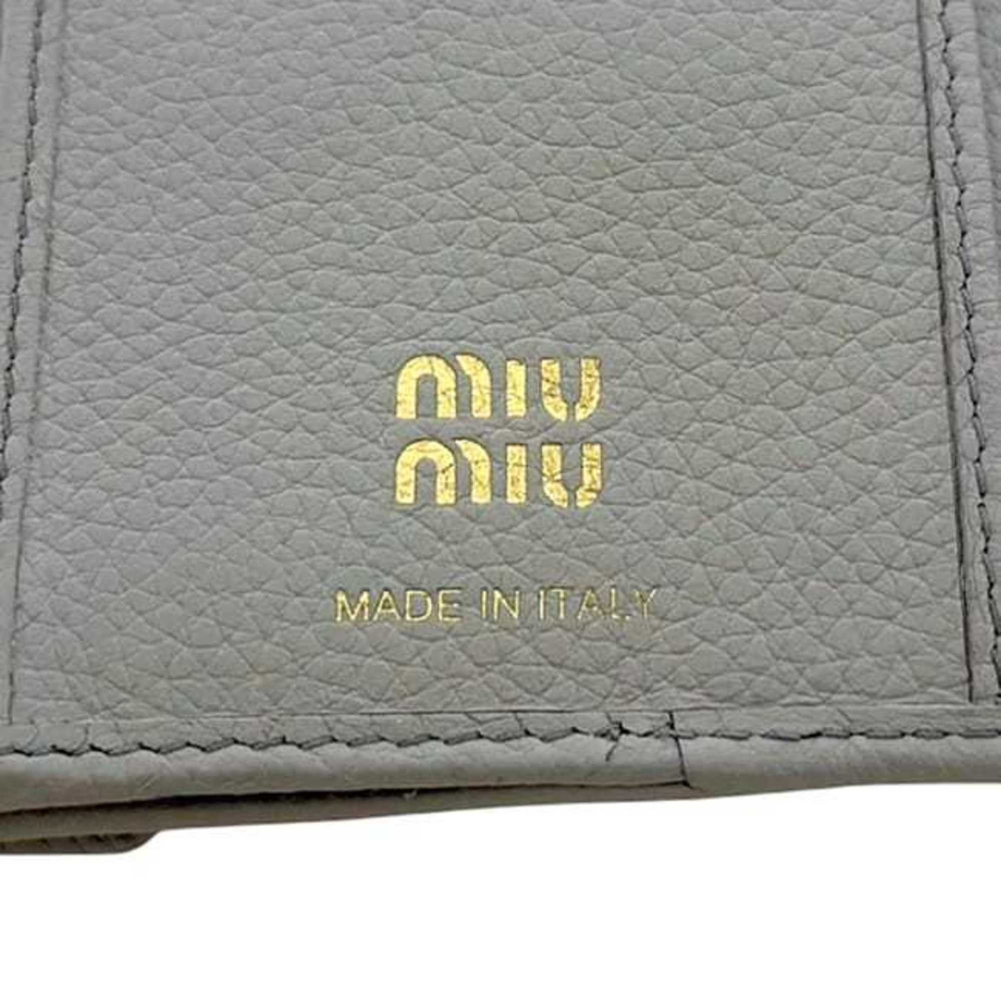 Miu Miu Miu Miu Miu Tri-fold Wallet ec-24871 Gray 5MH040 Leather 262 Compact Folding for Men and Women, Charcoal Color Size ONE SIZE - 9 Thumbnail