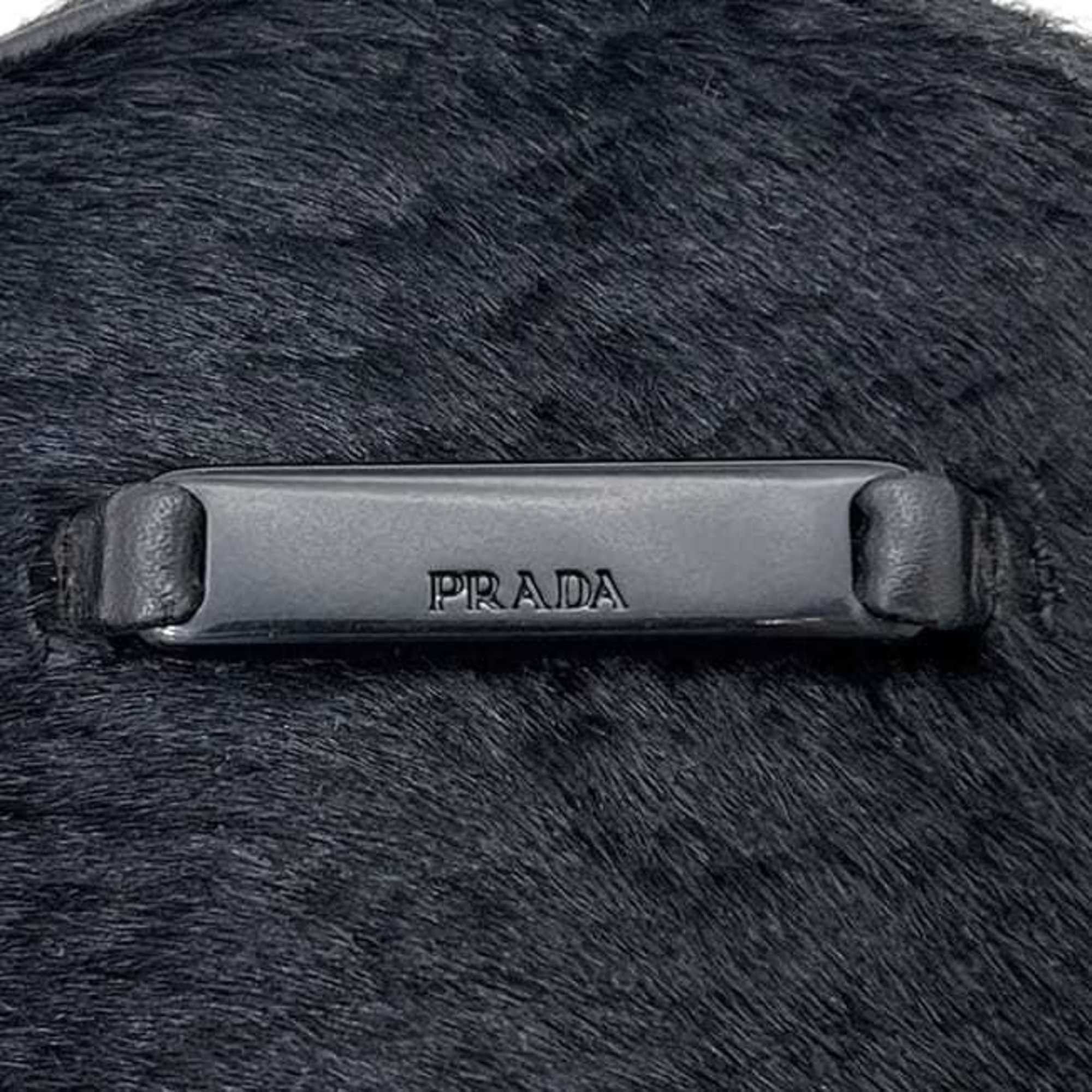 Prada Prada pouch ec-24868 Black NERO Harako leather 78 PRADA round with fur, men's and women's plate fur Size ONE SIZE - 8 Thumbnail