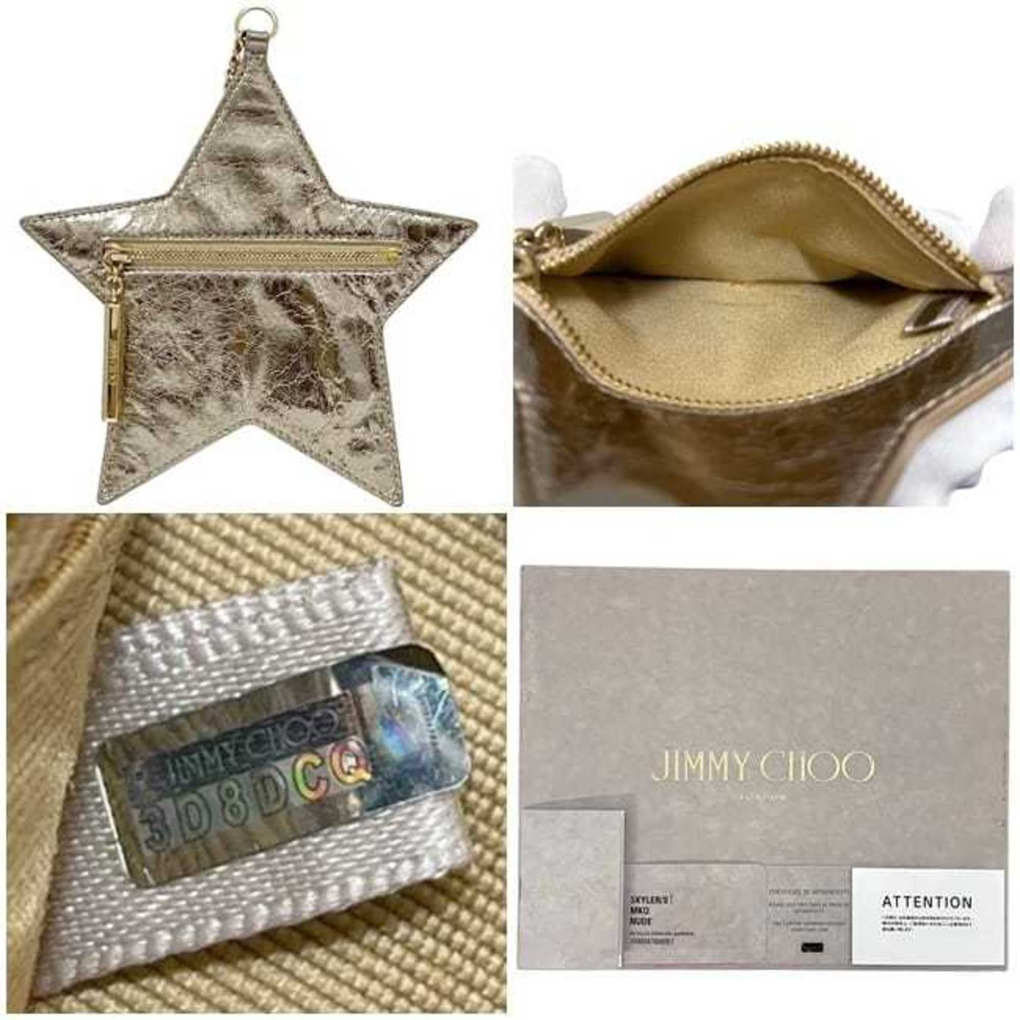 Jimmy Choo Jimmy Choo pouch ec-24756 gold J000047609001 leather 3D8DC0 JIMMY CHOO star coin purse for men and women with carabiner Size ONE SIZE - 3 Thumbnail