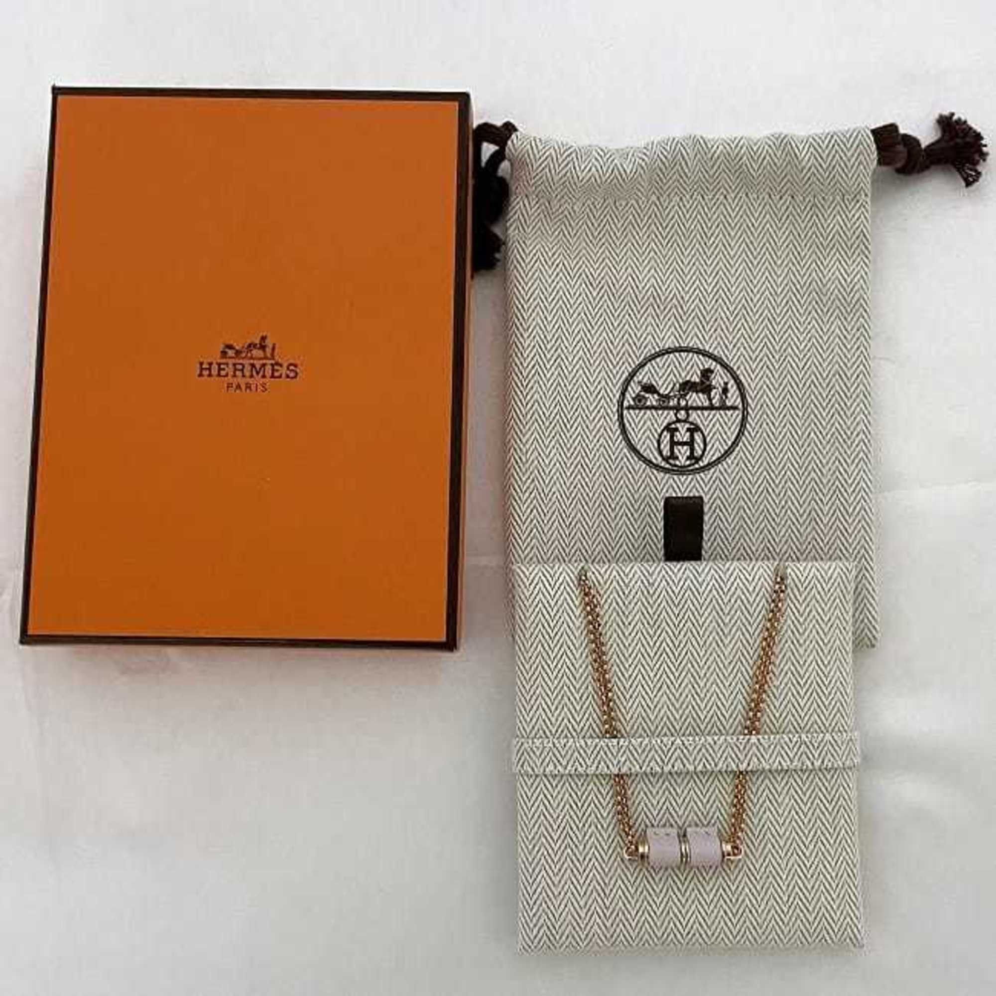 Hermes Hermes Hermès Charnière PM Necklace in Pink Gold and Leather (f-20096) with a Chain. A fashionable piece for women. Size ONE SIZE - 10 Thumbnail