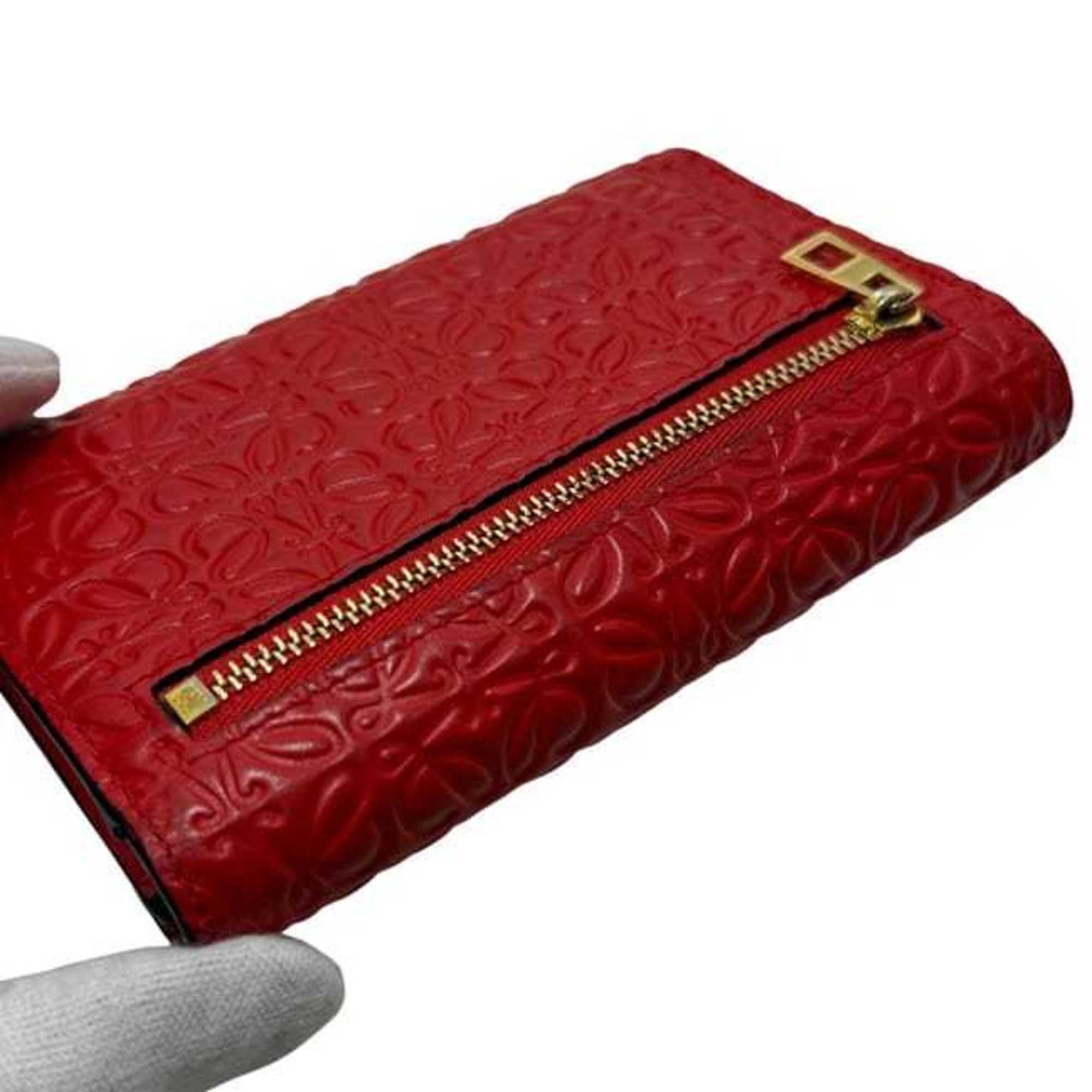 Loewe Loewe bifold wallet ec-24811, red repeat anagram 107.55.G96, compact leather, 261606, embossed, for men and women. Size ONE SIZE - 10 Thumbnail