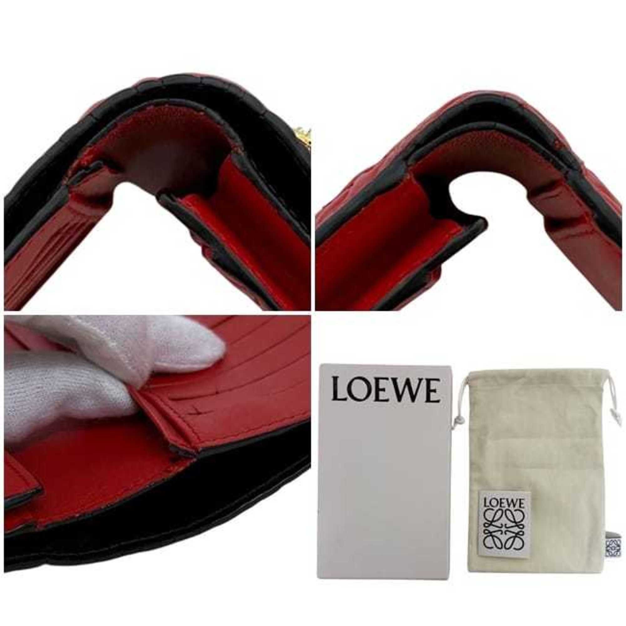 Loewe Loewe bifold wallet ec-24811, red repeat anagram 107.55.G96, compact leather, 261606, embossed, for men and women. Size ONE SIZE - 11 Thumbnail