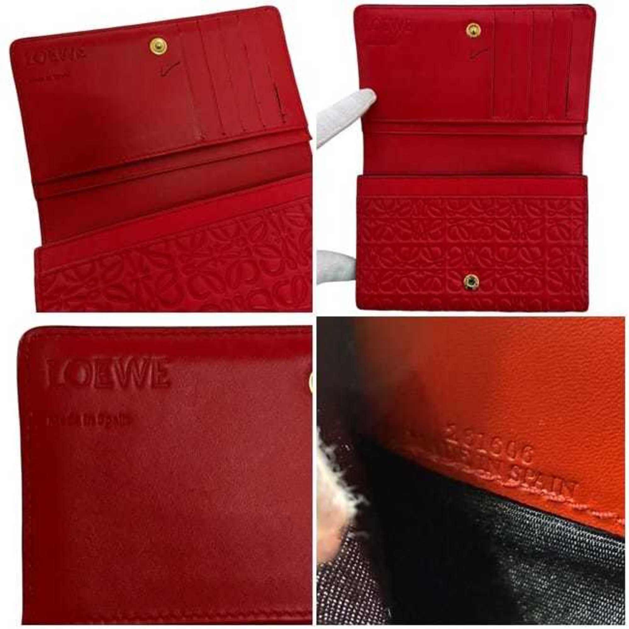 Loewe Loewe bifold wallet ec-24811, red repeat anagram 107.55.G96, compact leather, 261606, embossed, for men and women. Size ONE SIZE - 4 Thumbnail