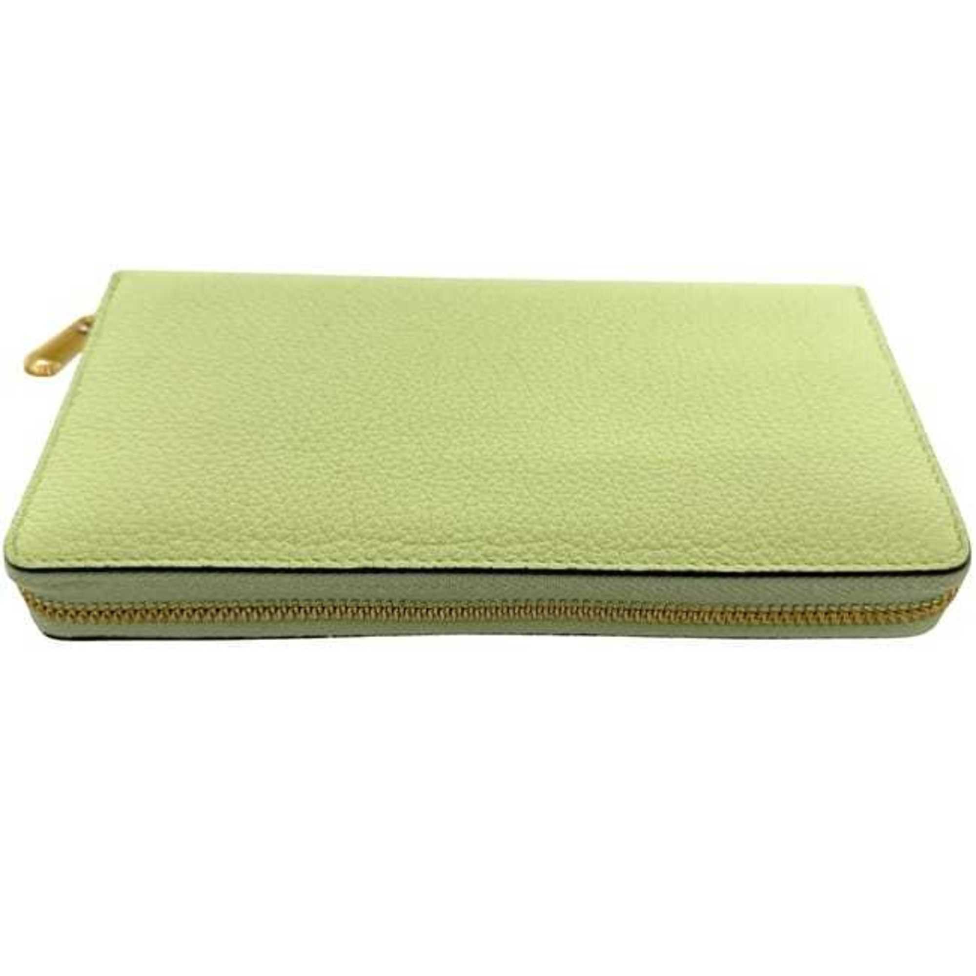 Gucci Gucci Round Long Wallet f-24810 Light Green 658694 Leather 525040 GUCCI Embossed Yellow-Green Men's Women's Size ONE SIZE - 4 Thumbnail