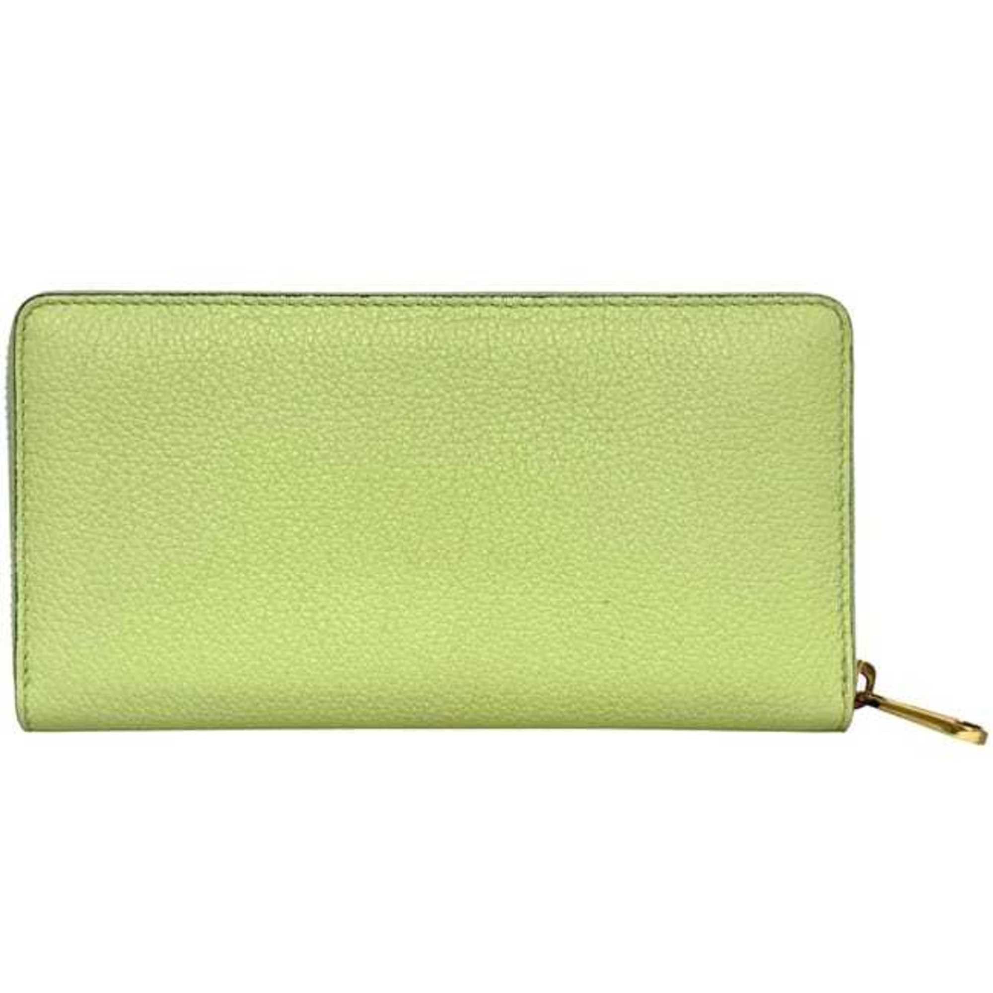 Gucci Gucci Round Long Wallet f-24810 Light Green 658694 Leather 525040 GUCCI Embossed Yellow-Green Men's Women's Size ONE SIZE - 3 Thumbnail