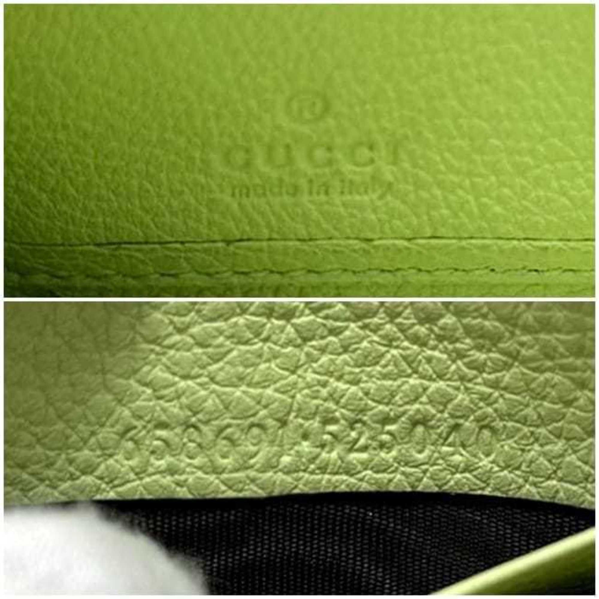 Gucci Gucci Round Long Wallet f-24810 Light Green 658694 Leather 525040 GUCCI Embossed Yellow-Green Men's Women's Size ONE SIZE - 9 Thumbnail