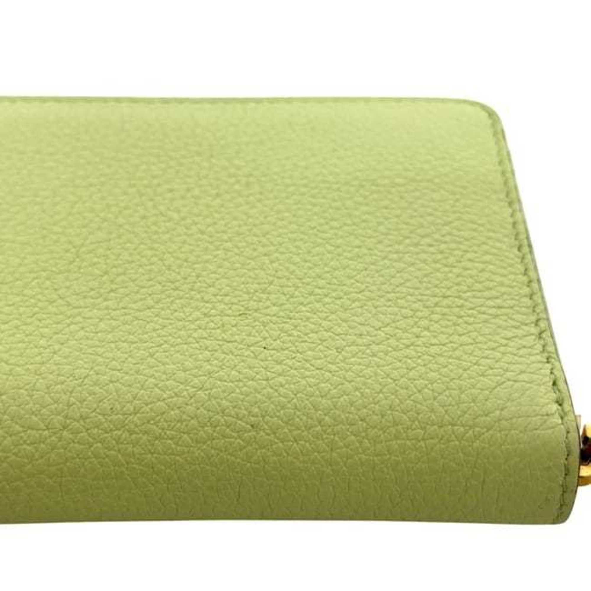 Gucci Gucci Round Long Wallet f-24810 Light Green 658694 Leather 525040 GUCCI Embossed Yellow-Green Men's Women's Size ONE SIZE - 6 Thumbnail