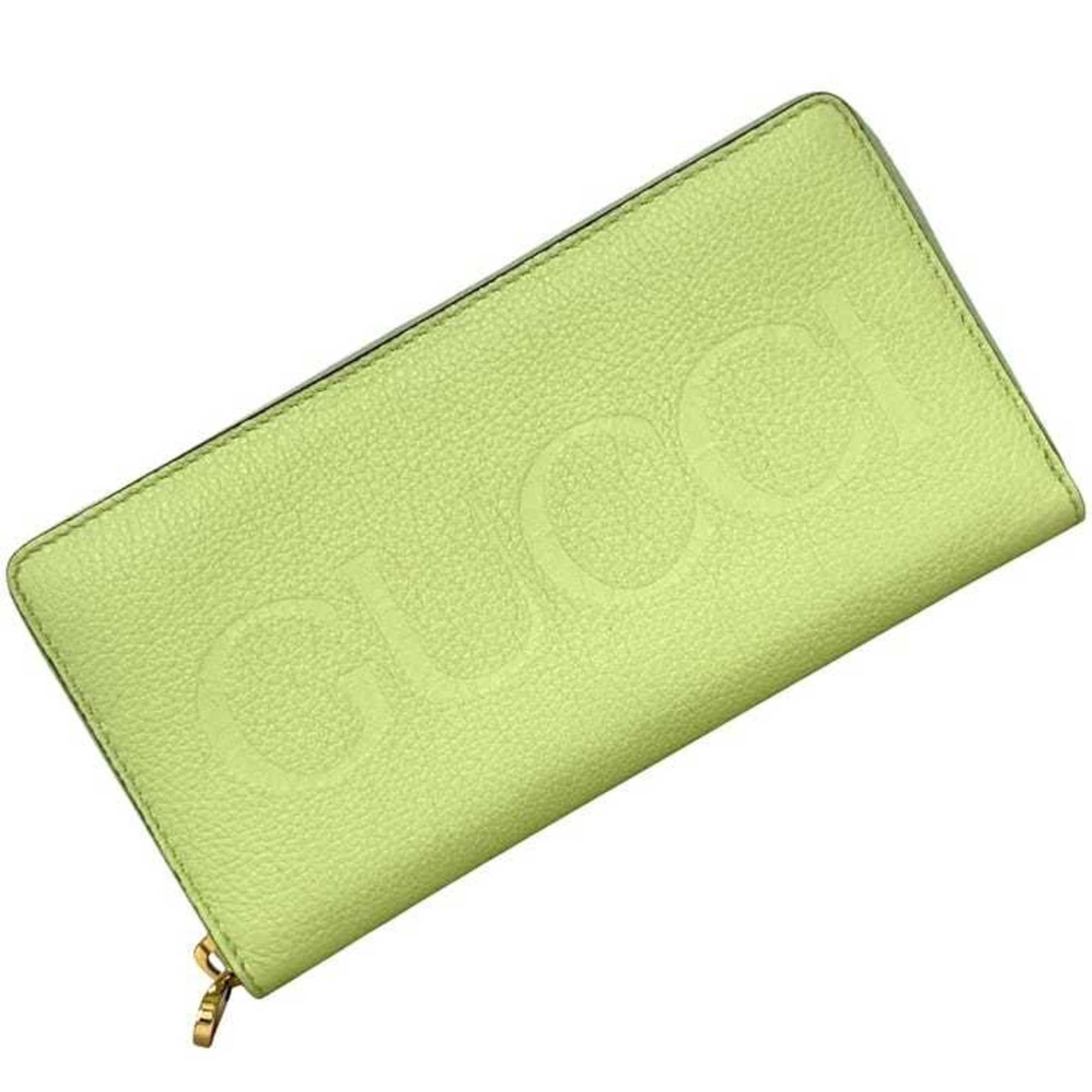 Gucci Gucci Round Long Wallet f-24810 Light Green 658694 Leather 525040 GUCCI Embossed Yellow-Green Men's Women's Size ONE SIZE - 2 Thumbnail