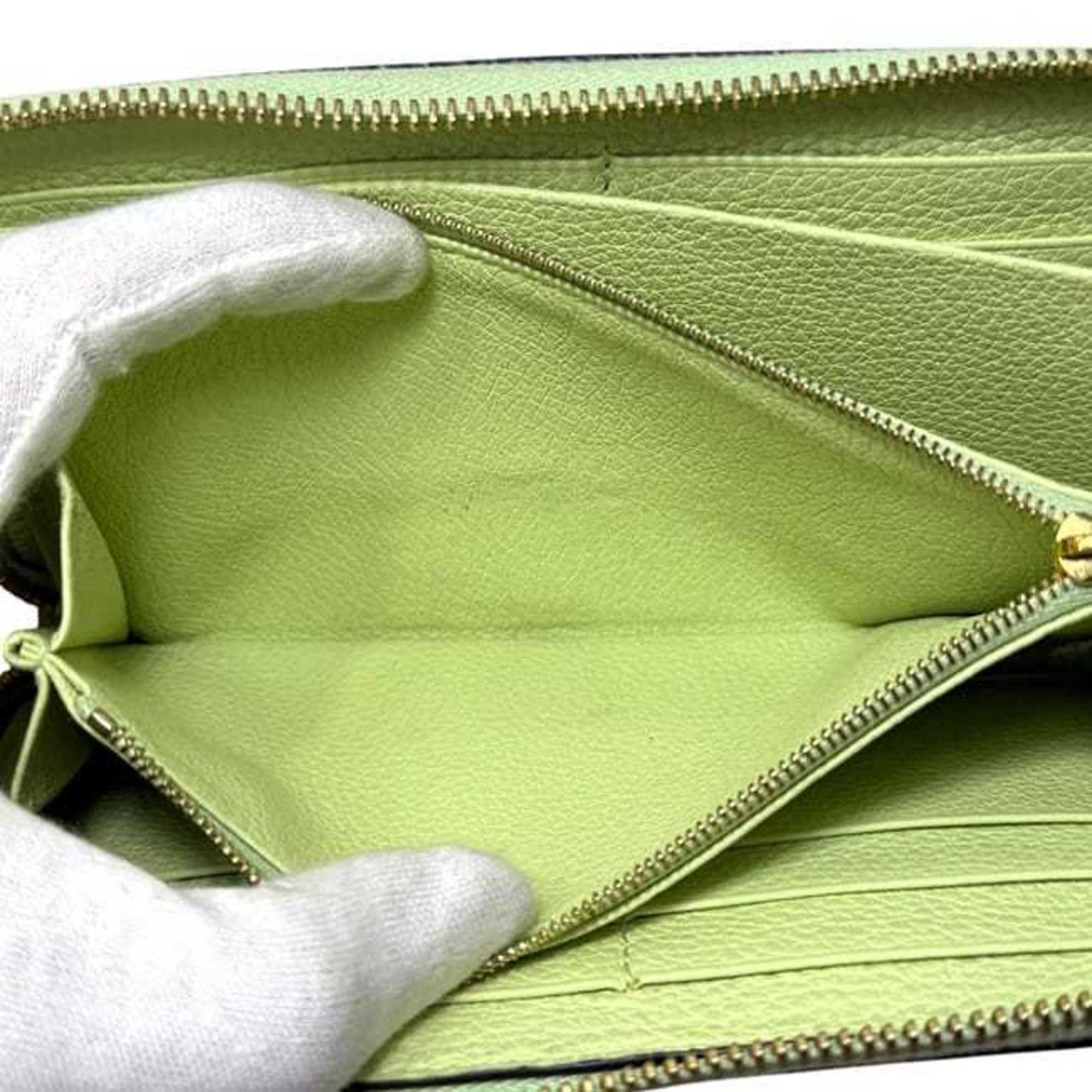 Gucci Gucci Round Long Wallet f-24810 Light Green 658694 Leather 525040 GUCCI Embossed Yellow-Green Men's Women's Size ONE SIZE - 8 Thumbnail