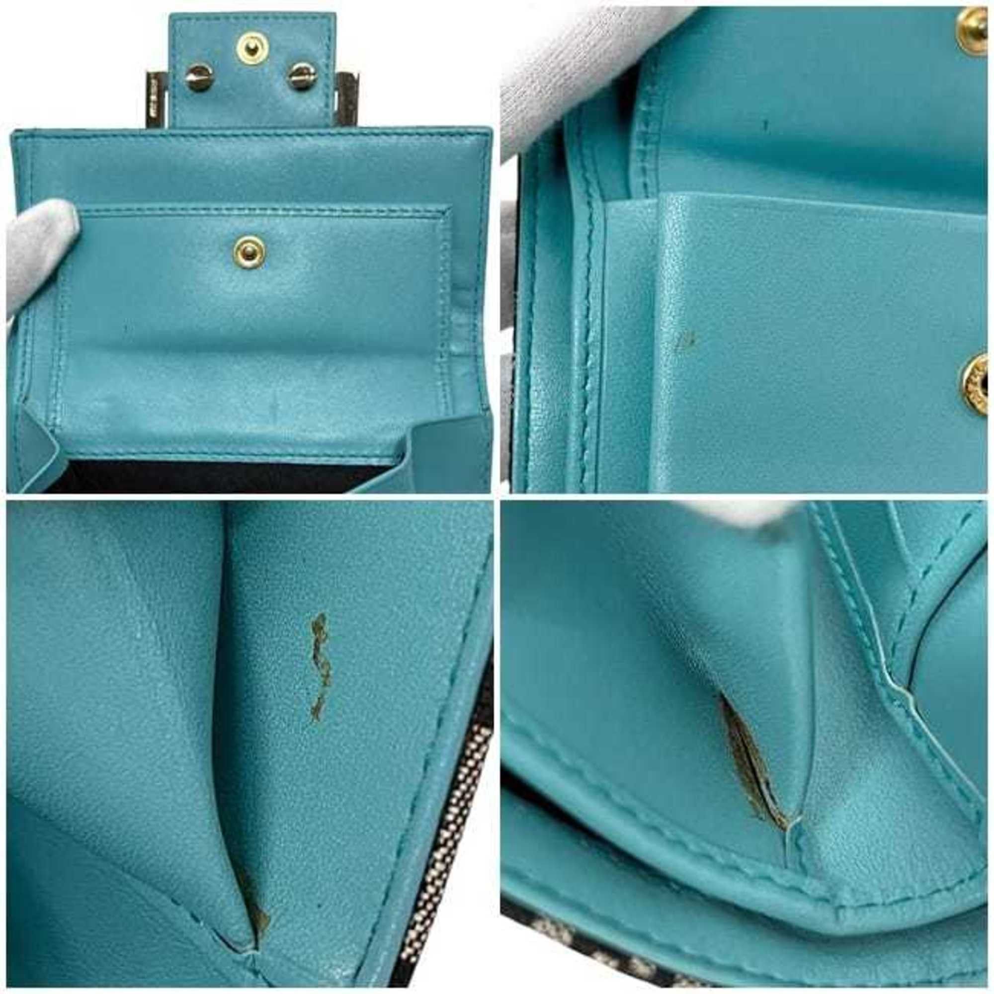 Fendi Fendi Tri-fold Wallet ec-24804 Blue Black Zucchino 8M0023 Canvas Leather 2289 028 FENDI FF Light Compact Men's Women's Size ONE SIZE - 6 Thumbnail