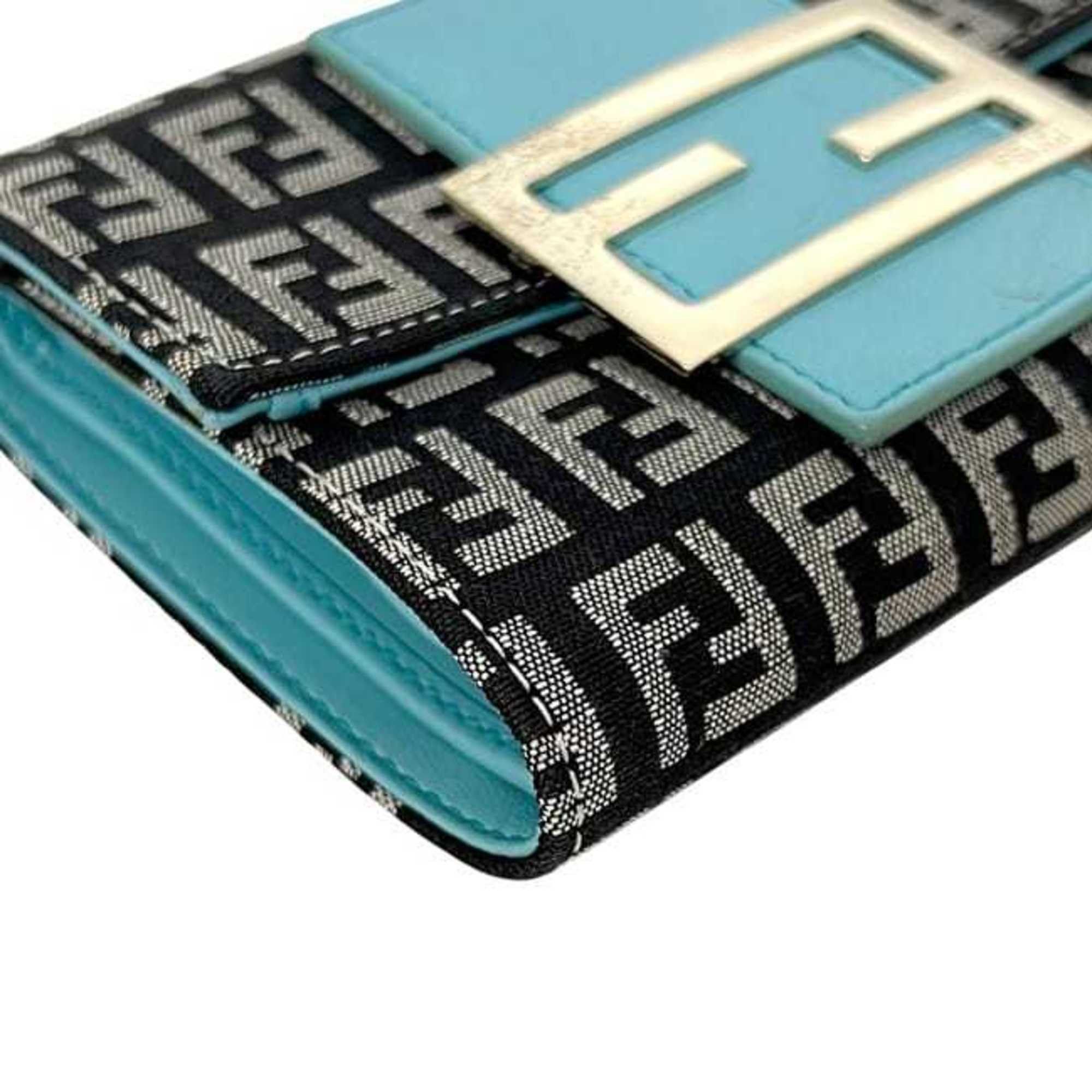 Fendi Fendi Tri-fold Wallet ec-24804 Blue Black Zucchino 8M0023 Canvas Leather 2289 028 FENDI FF Light Compact Men's Women's Size ONE SIZE - 9 Thumbnail