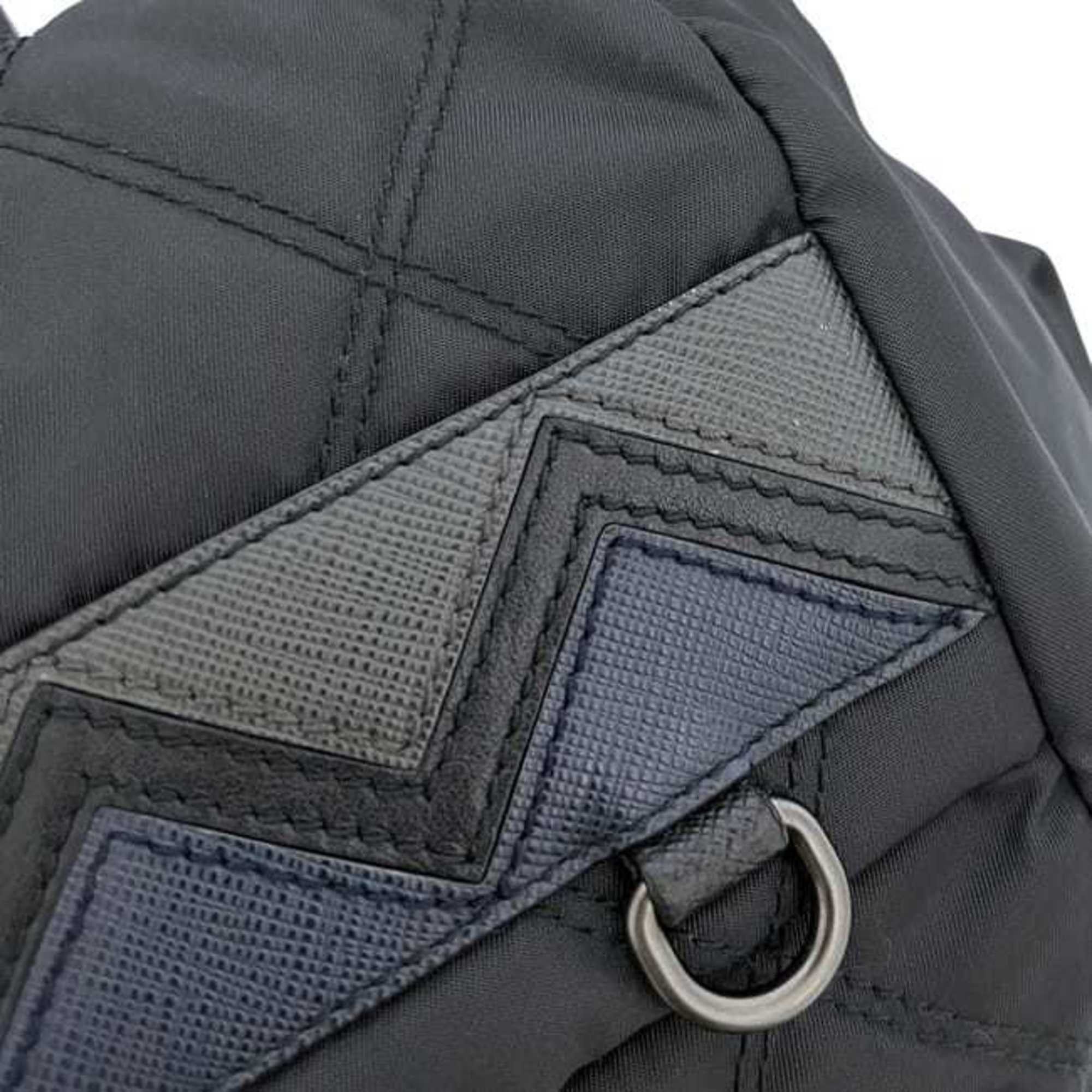Prada Prada Backpack ec-24859 Black NERO 2VZ135 Quilted Nylon Leather 165 PRADA Flap D-Ring Stitching Rucksack Men's Women's Size ONE SIZE - 10 Thumbnail
