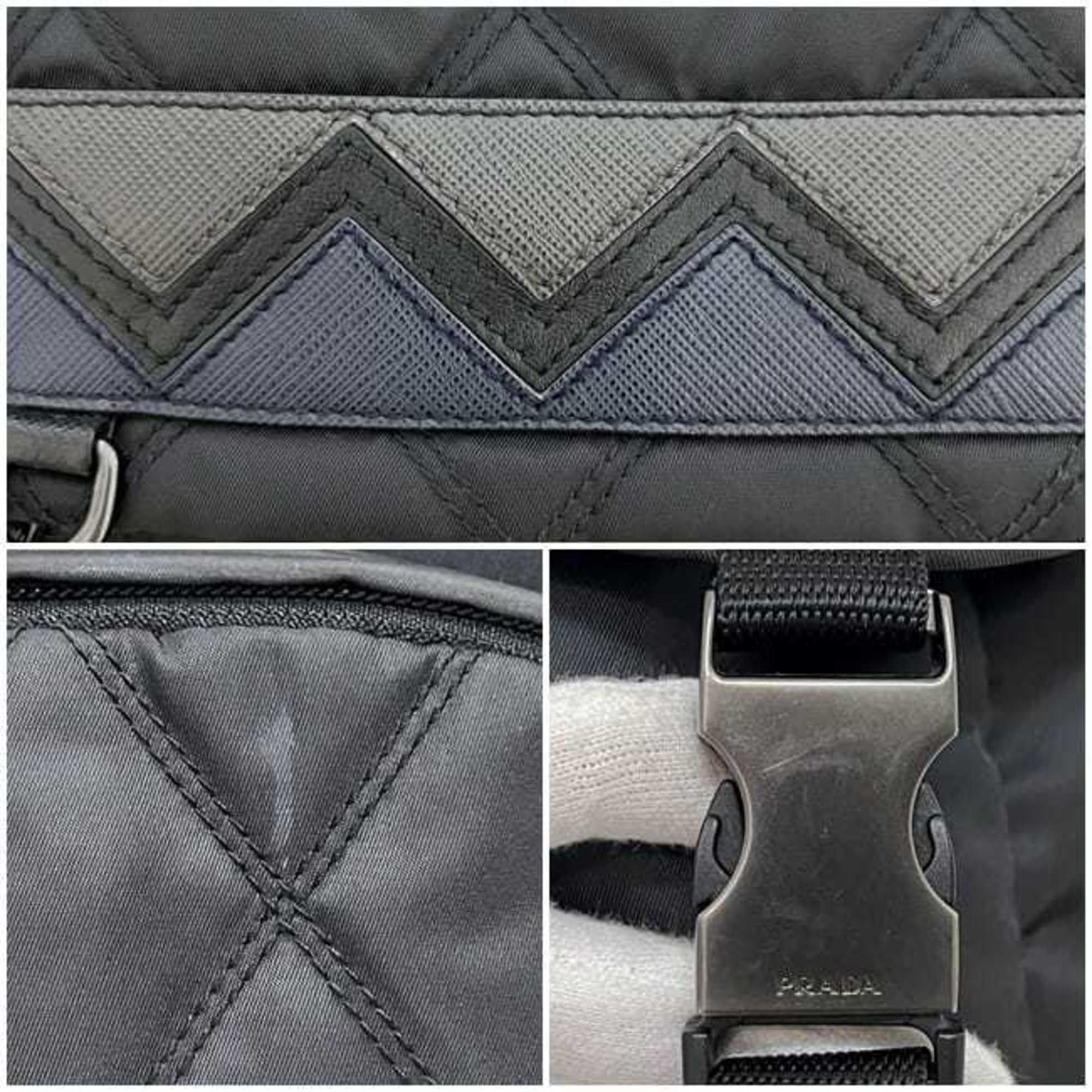 Prada Prada Backpack ec-24859 Black NERO 2VZ135 Quilted Nylon Leather 165 PRADA Flap D-Ring Stitching Rucksack Men's Women's Size ONE SIZE - 11 Thumbnail