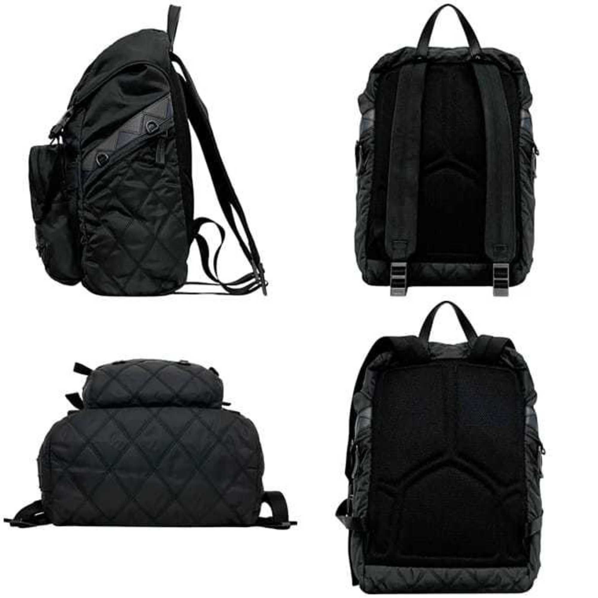 Prada Prada Backpack ec-24859 Black NERO 2VZ135 Quilted Nylon Leather 165 PRADA Flap D-Ring Stitching Rucksack Men's Women's Size ONE SIZE - 3 Thumbnail