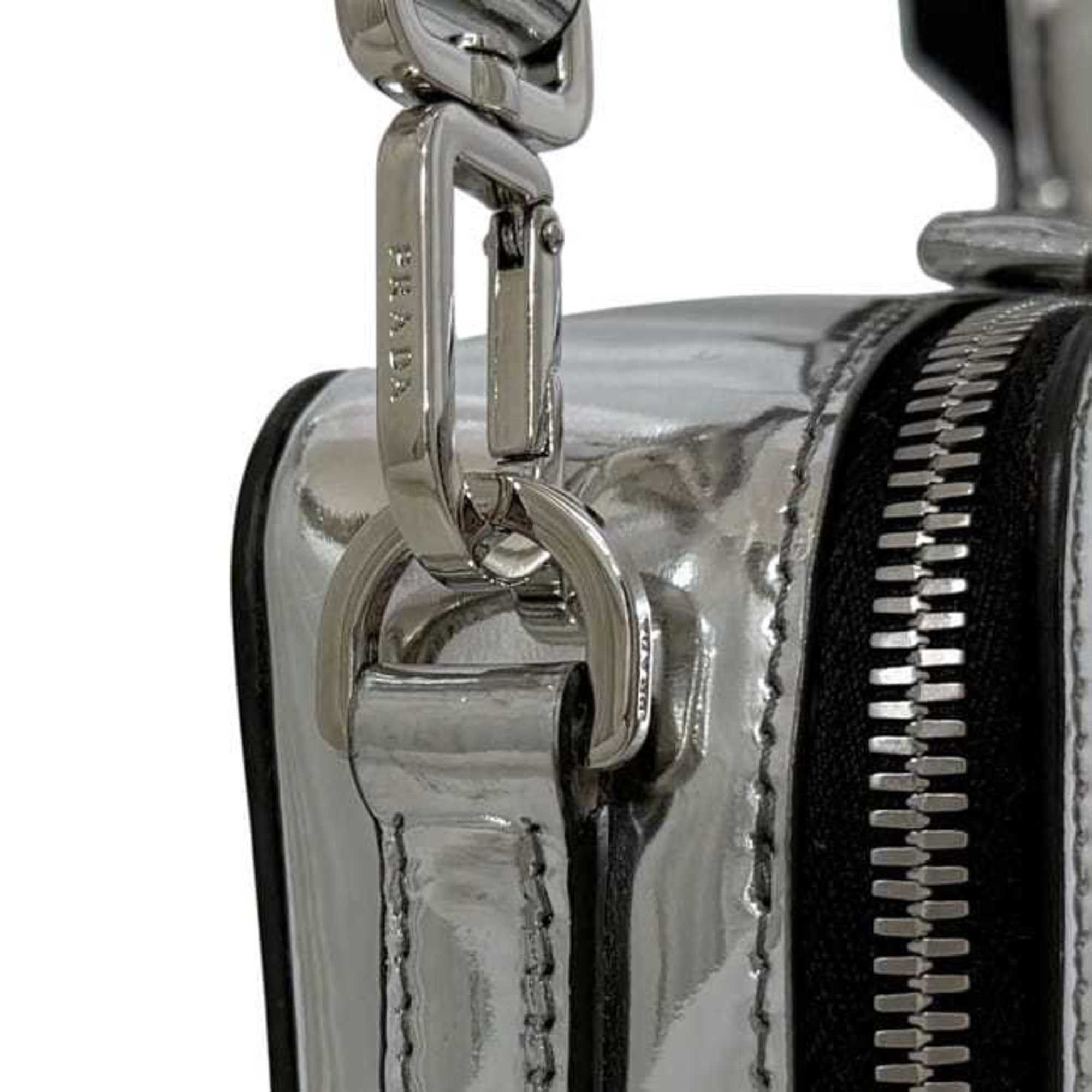 Prada Prada Brick Shoulder Bag f-24855 Silver Black 2VH070 Leather 56 3 PRADA Crossbody Triangle Plate Men's Women's Size ONE SIZE - 11 Thumbnail