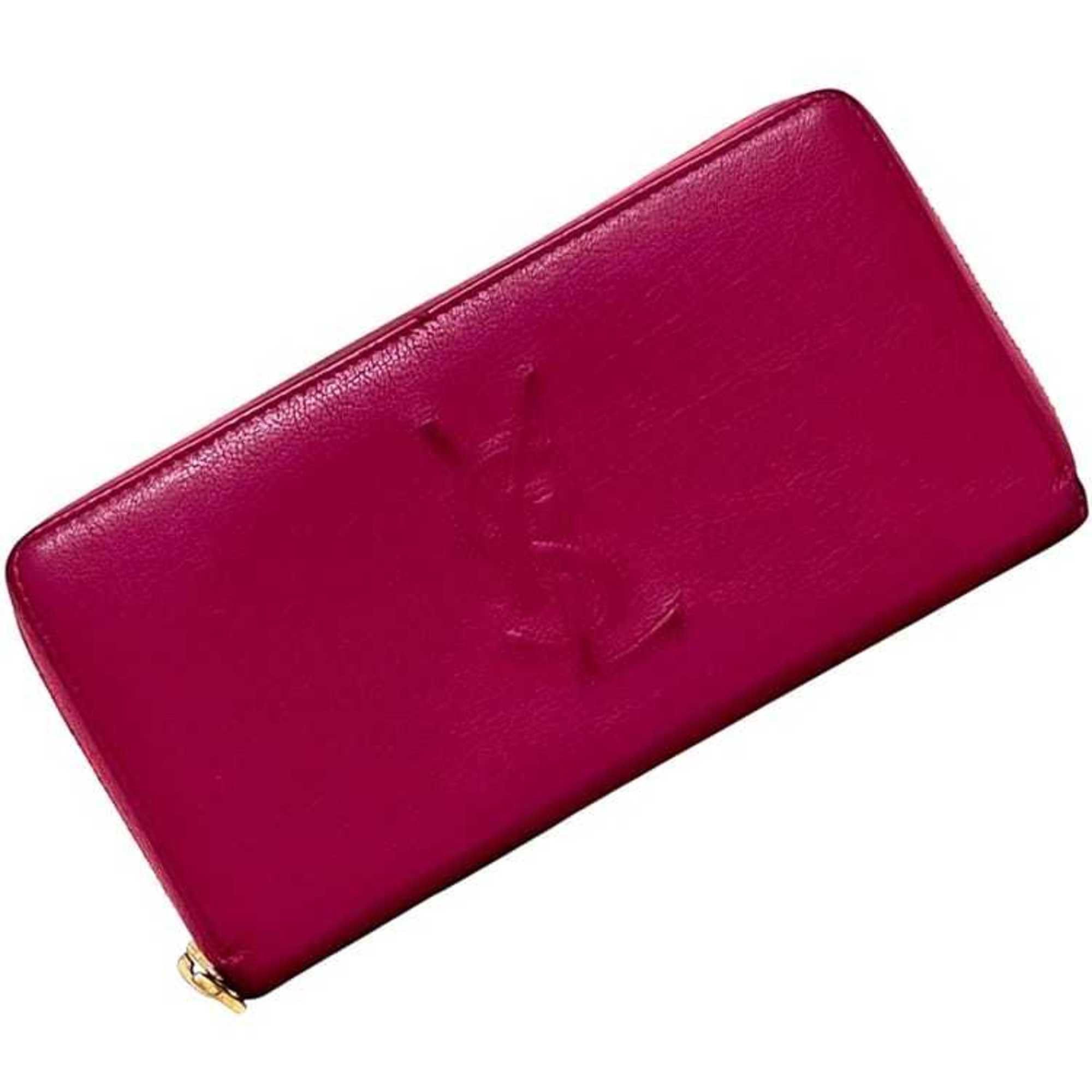 Yves Saint Laurent Yves Saint Laurent round long wallet ec-24790 pink 352904 CP20O 5514 leather YVES SAINT LAURENT YSL stitching embroidery women's men's Size ONE SIZE - 2 Thumbnail
