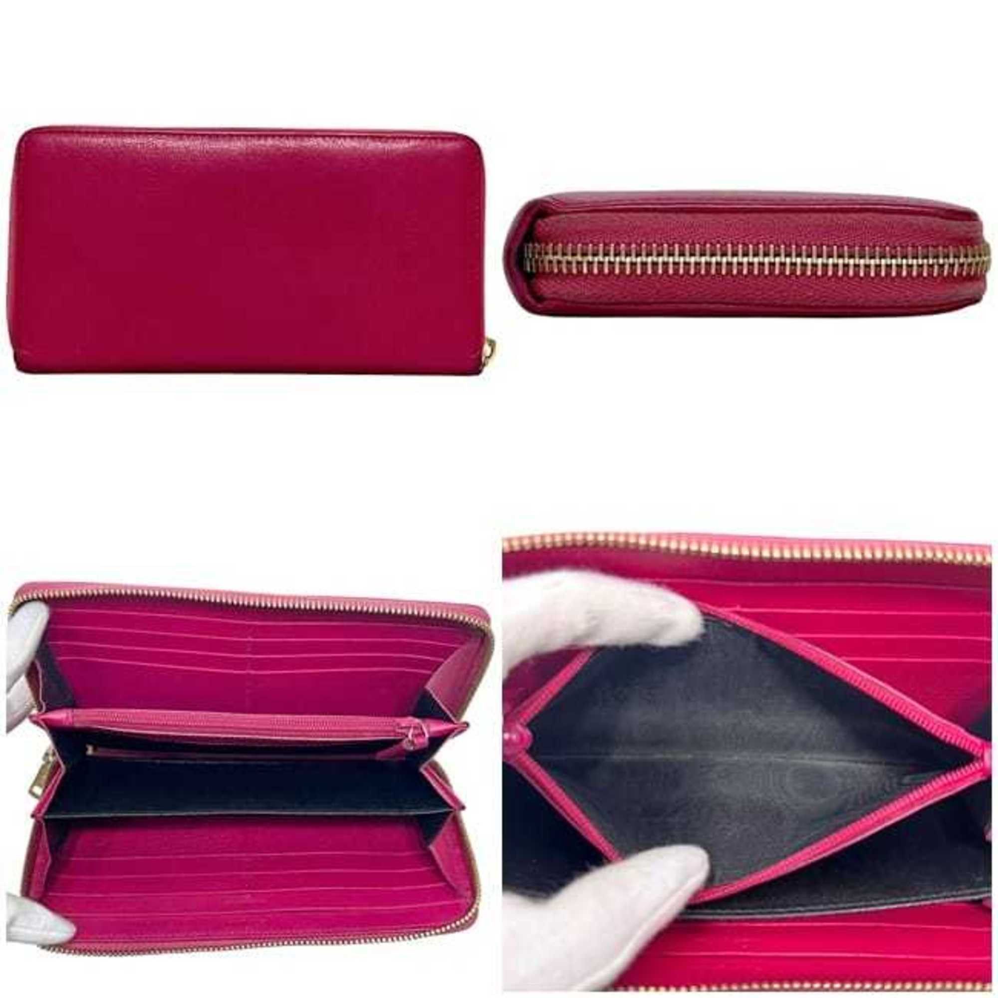 Yves Saint Laurent Yves Saint Laurent round long wallet ec-24790 pink 352904 CP20O 5514 leather YVES SAINT LAURENT YSL stitching embroidery women's men's Size ONE SIZE - 3 Thumbnail