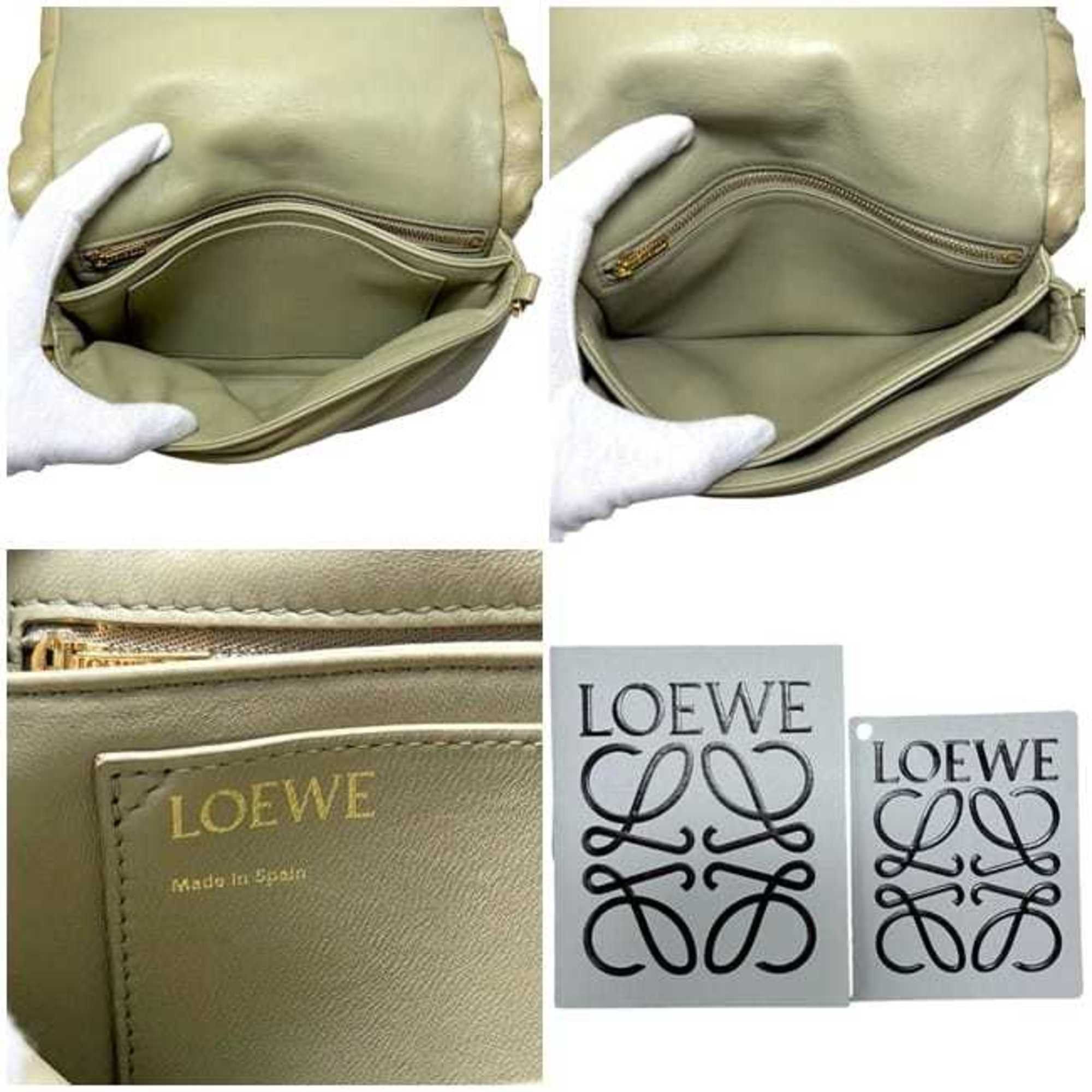 Loewe Loewe Puffer Goya Shoulder Bag f-24854 Khaki Green Anagram AP40P41X01 Leather Lambskin 062229 Chain Yellow-Green Flap Size ONE SIZE - 10 Thumbnail