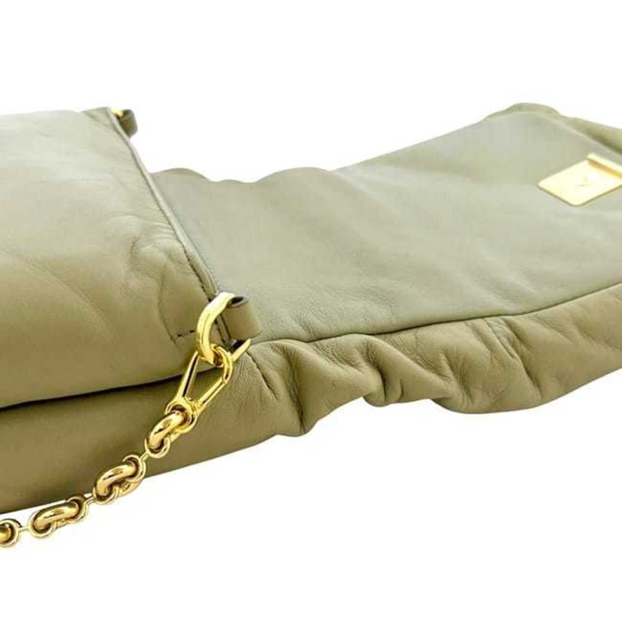 Loewe Loewe Puffer Goya Shoulder Bag f-24854 Khaki Green Anagram AP40P41X01 Leather Lambskin 062229 Chain Yellow-Green Flap Size ONE SIZE - 8 Thumbnail