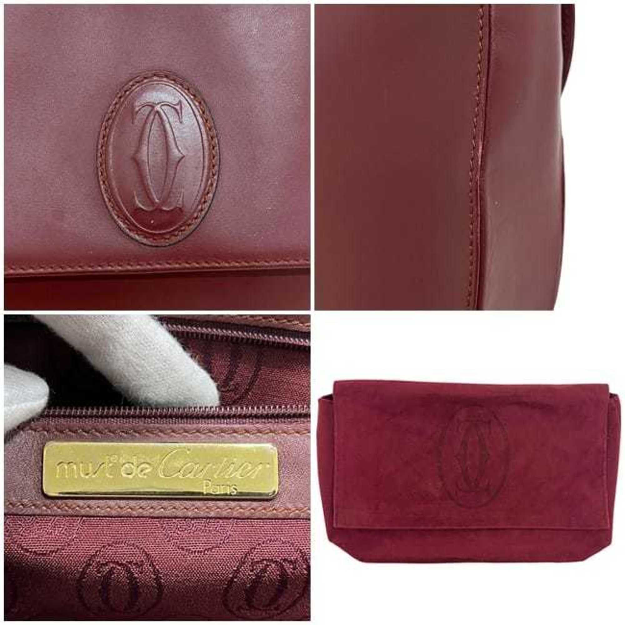 Cartier Cartier Clutch Bag ec-24755 Bordeaux Must Leather Handbag Second Calf Red Wine Women's Men's Size ONE SIZE - 11 Thumbnail