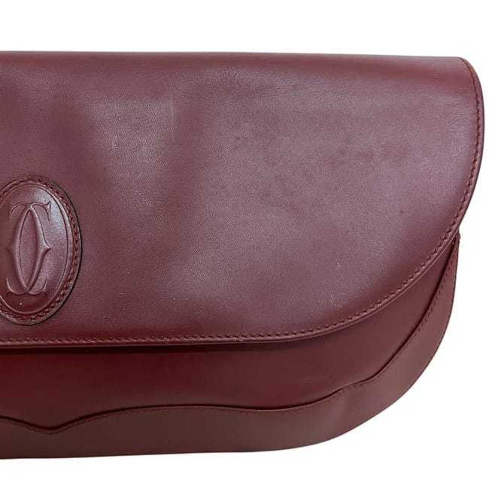 Cartier Cartier Clutch Bag ec-24755 Bordeaux Must Leather Handbag Second Calf Red Wine Women's Men's Size ONE SIZE - 7 Thumbnail