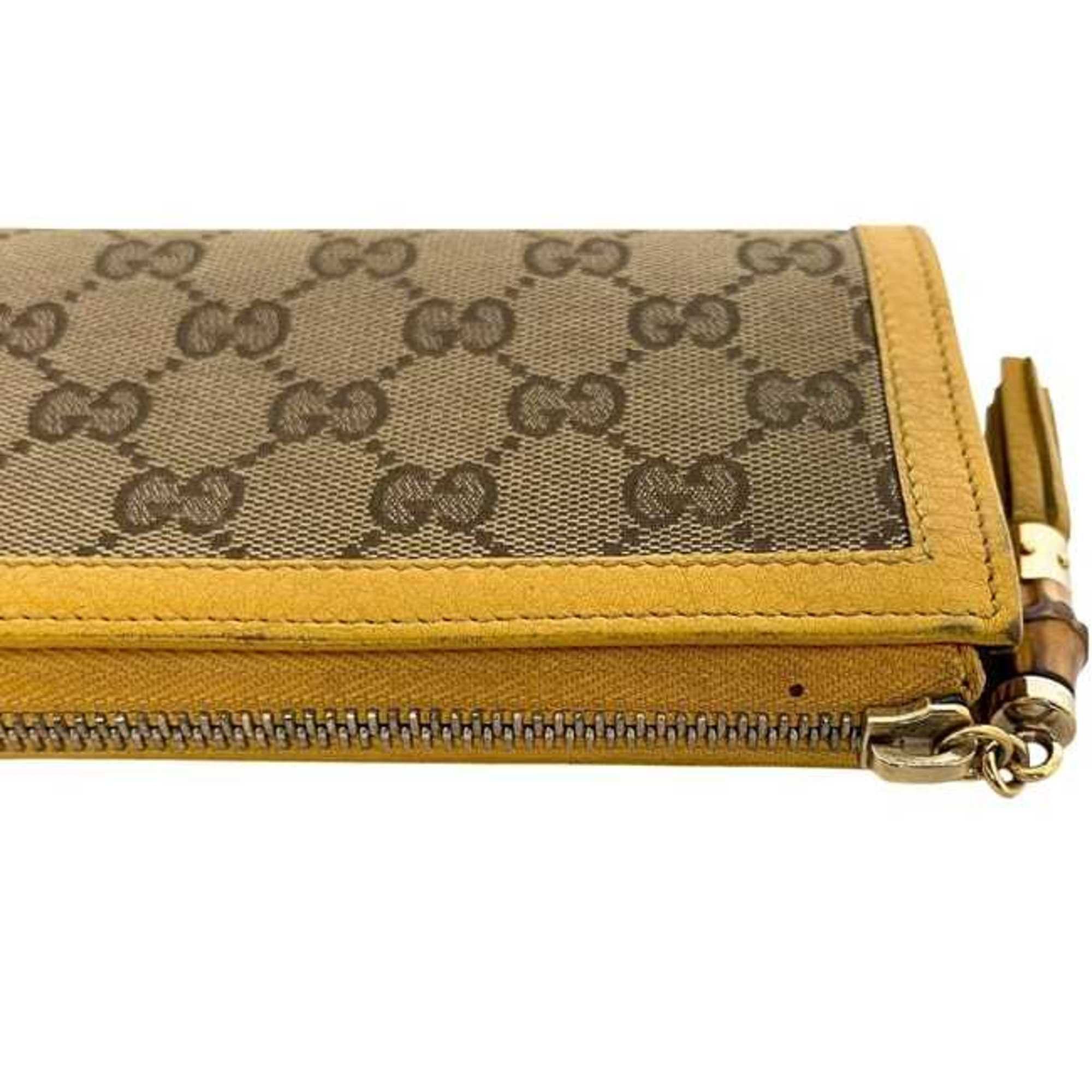 Gucci Gucci L-shaped long wallet ec-24822 beige yellow GG canvas and bamboo 306616 leather 0416 GUCCI tassel women's men's Size ONE SIZE - 8 Thumbnail