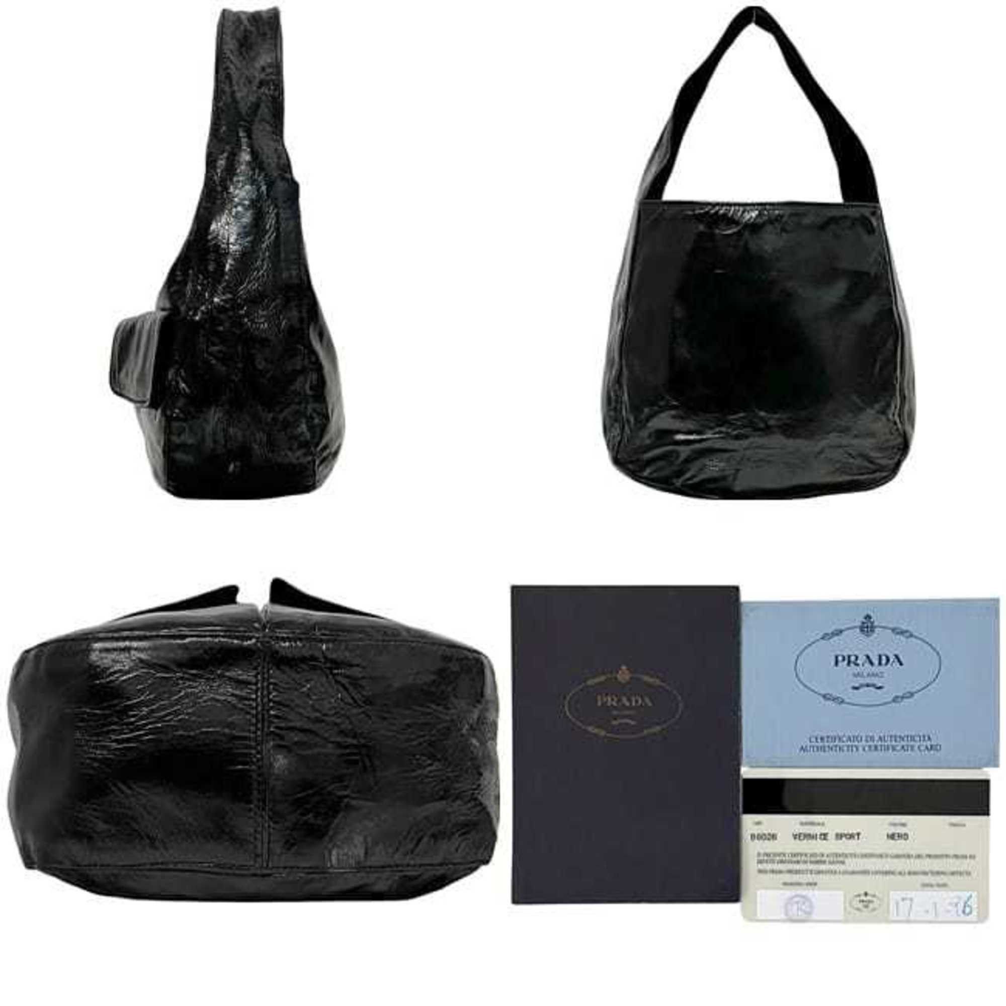 Prada Prada handbag ec-24825 black NERO VERNI CE SPORT B6026 patent 51 PRADA tote bag in coated leather with side panels Size ONE SIZE - 3 Thumbnail
