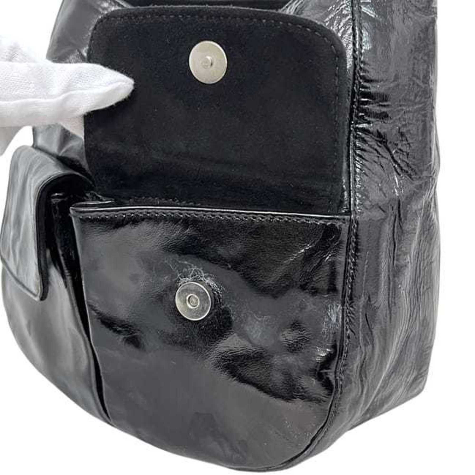 Prada Prada handbag ec-24825 black NERO VERNI CE SPORT B6026 patent 51 PRADA tote bag in coated leather with side panels Size ONE SIZE - 6 Thumbnail