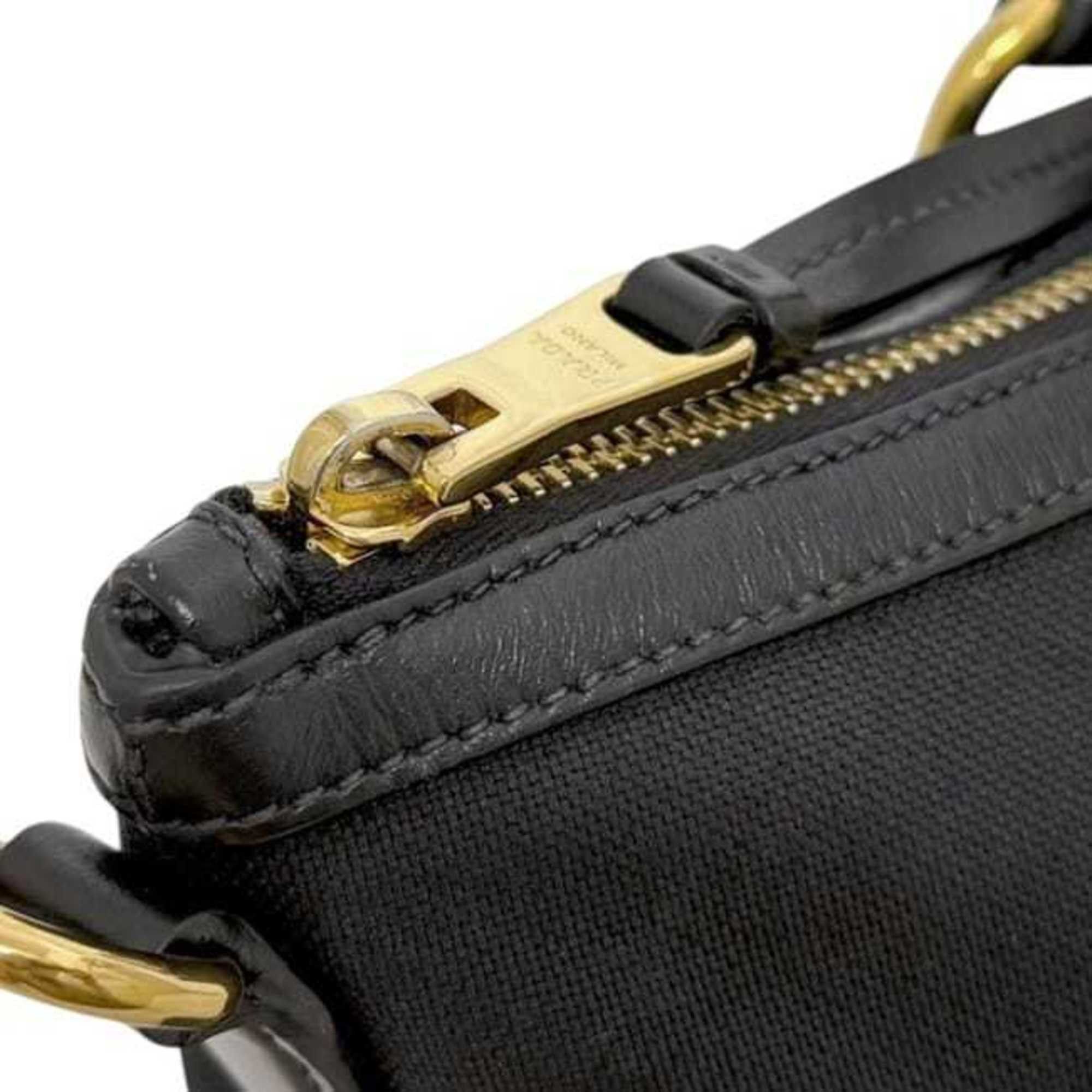 Prada Prada 2-way bag f-24800 Black NERO 1BA579 Jacquard canvas and leather 197/B PRADA shoulder bag, tote crossbody black, women's, embroidered Size ONE SIZE - 7 Thumbnail