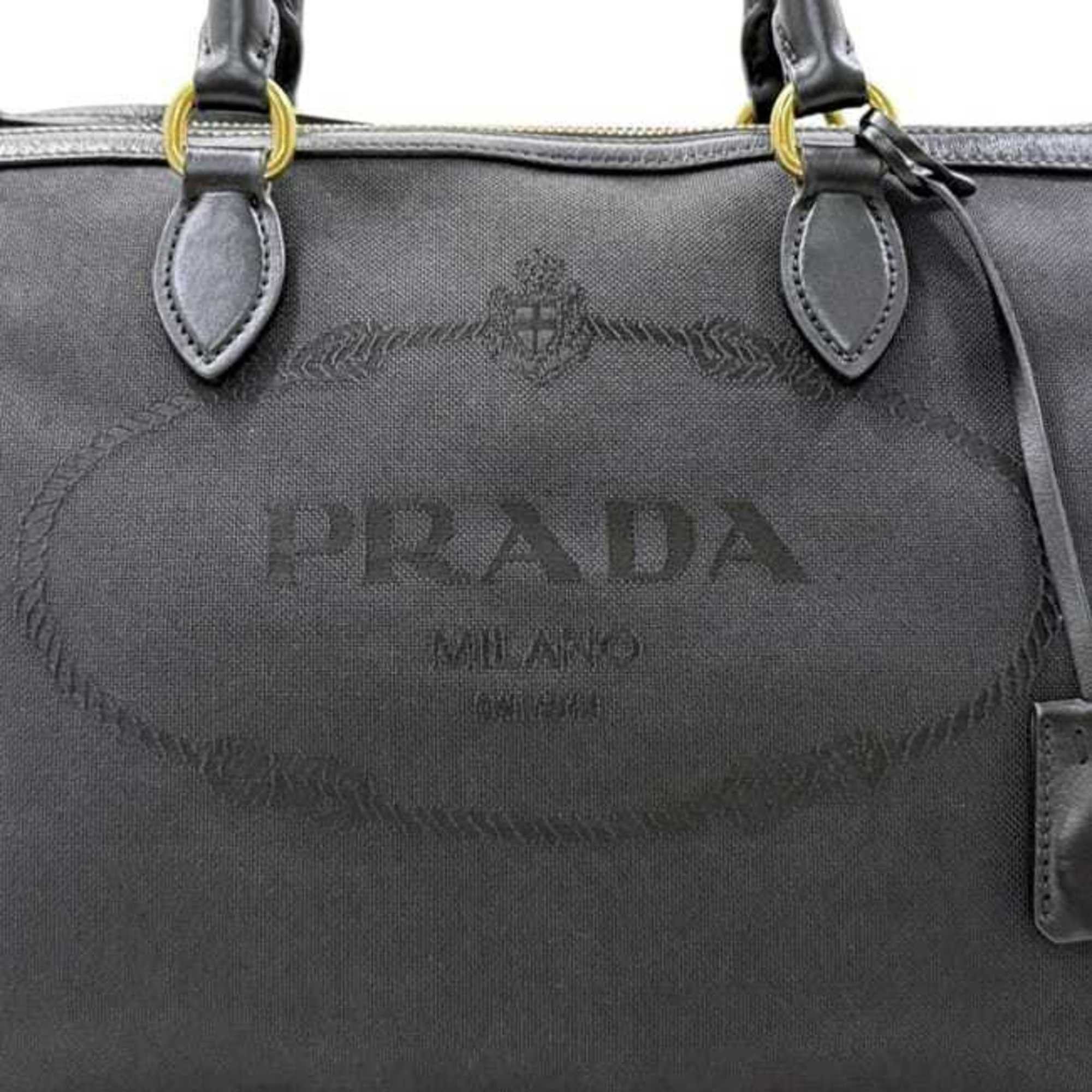 Prada Prada 2-way bag f-24800 Black NERO 1BA579 Jacquard canvas and leather 197/B PRADA shoulder bag, tote crossbody black, women's, embroidered Size ONE SIZE - 8 Thumbnail