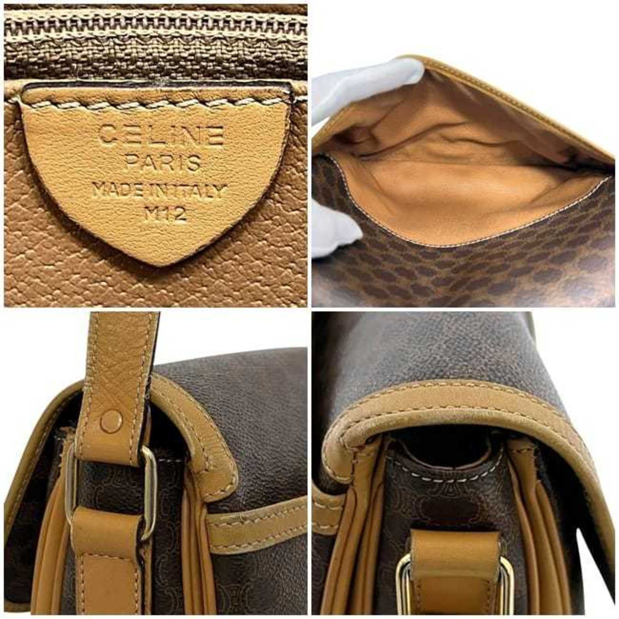 Celine Celine Shoulder Bag ec-24817 Brown Macadam Crossbody PVC Leather M12 CELINE Flap Women's Size ONE SIZE - 6 Thumbnail