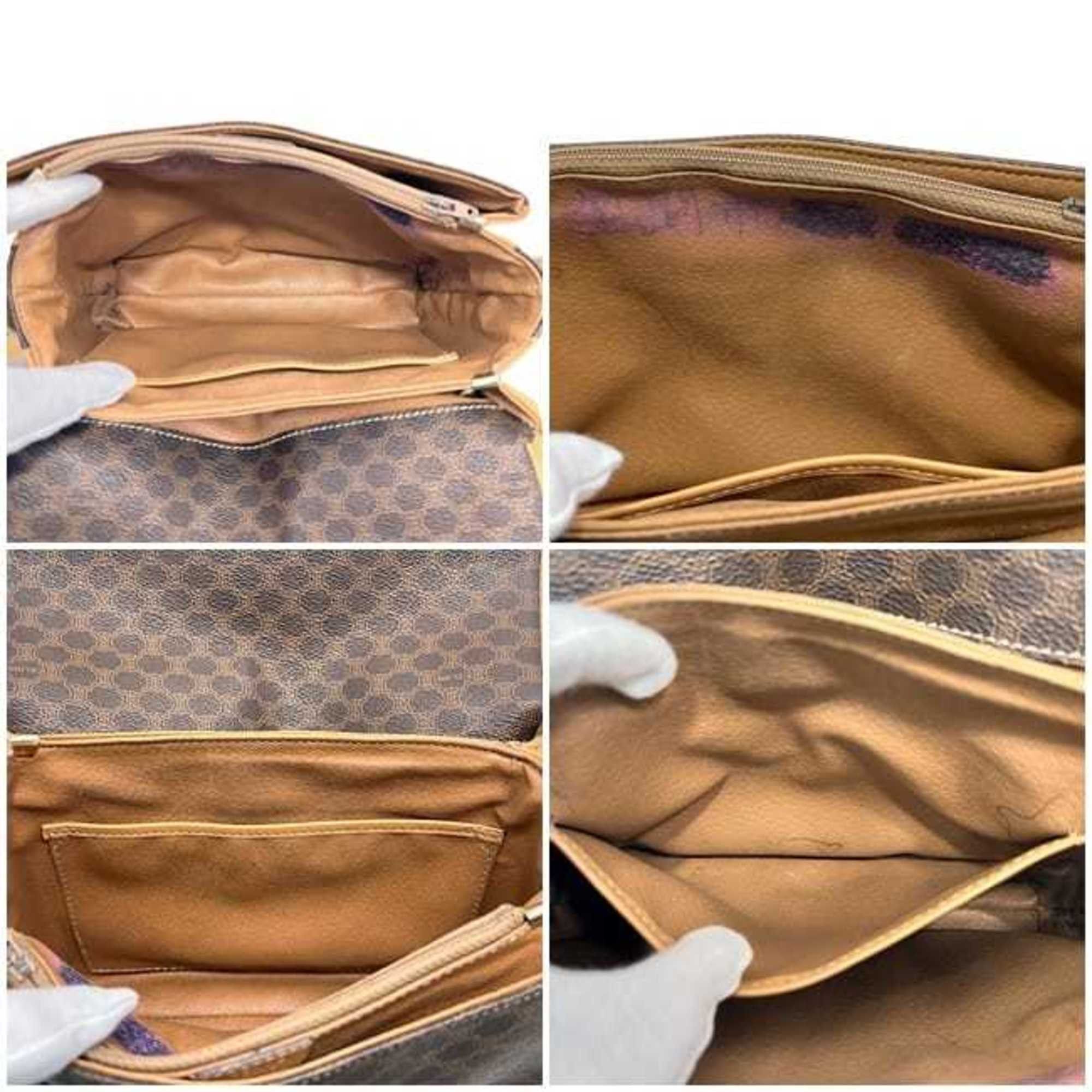 Celine Celine Shoulder Bag ec-24817 Brown Macadam Crossbody PVC Leather M12 CELINE Flap Women's Size ONE SIZE - 4 Thumbnail