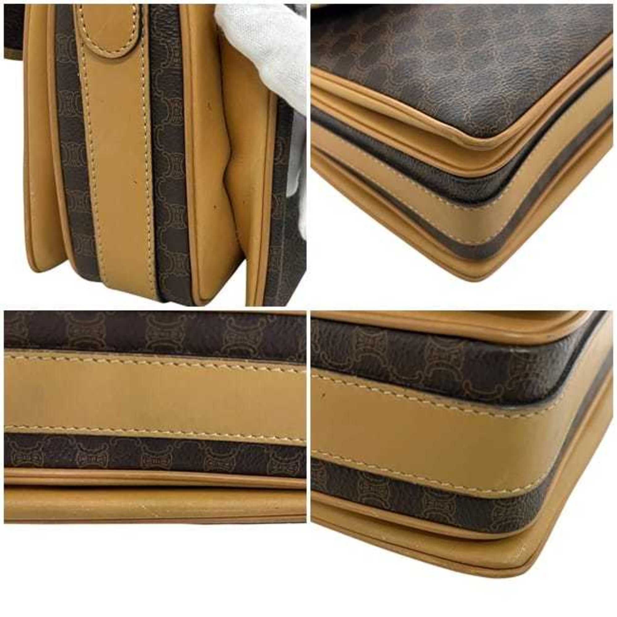 Celine Celine Shoulder Bag ec-24817 Brown Macadam Crossbody PVC Leather M12 CELINE Flap Women's Size ONE SIZE - 8 Thumbnail