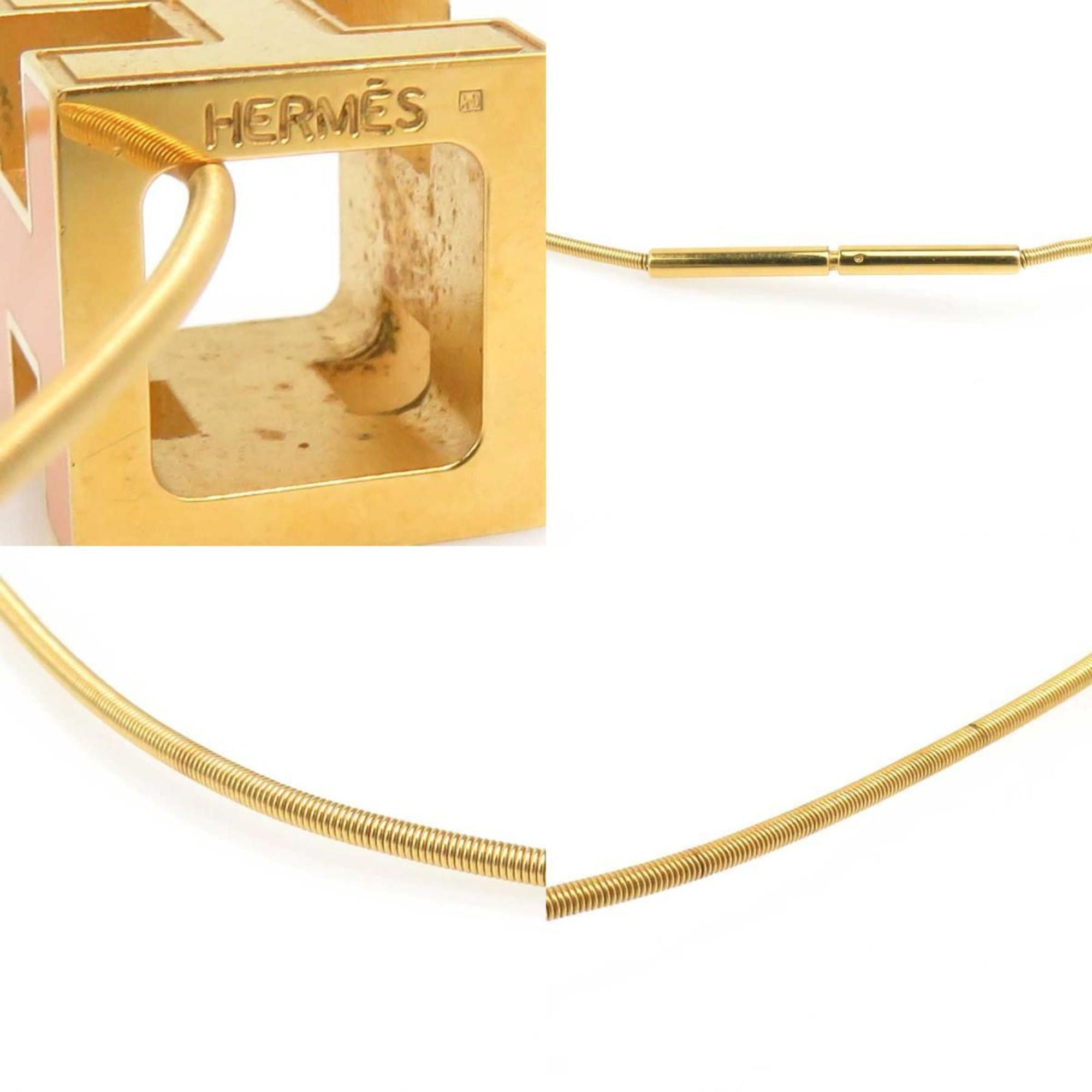 Hermes Hermes Hermès Cage de H Metal Necklace in Orange and Gold, Women's, 56490g Size ONE SIZE - 4 Thumbnail