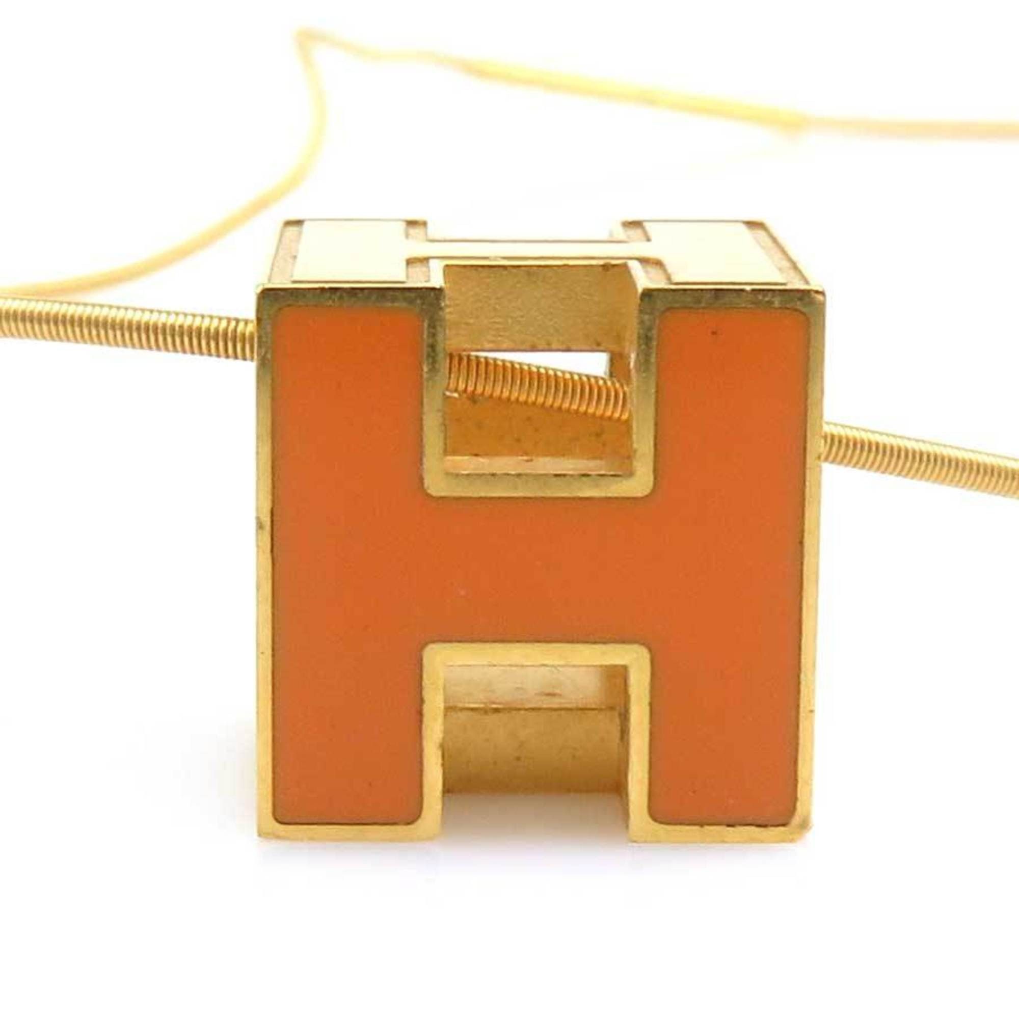 Hermes Hermes Hermès Cage de H Metal Necklace in Orange and Gold, Women's, 56490g Size ONE SIZE - 2 Thumbnail