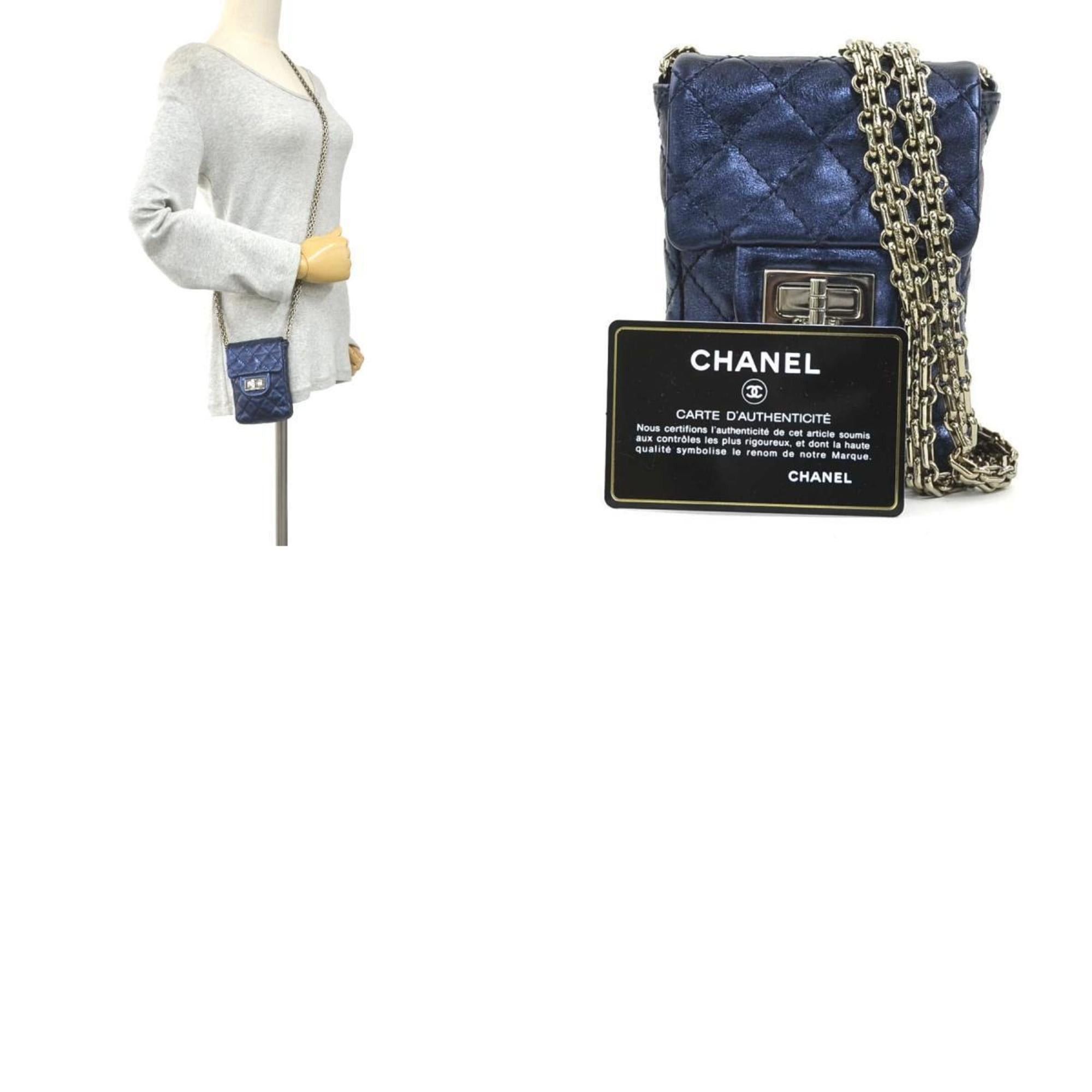 Chanel CHANEL Shoulder Bag Mini Pouch 2.55 Leather Metallic Navy Women's 90212a Size ONE SIZE - 5 Thumbnail