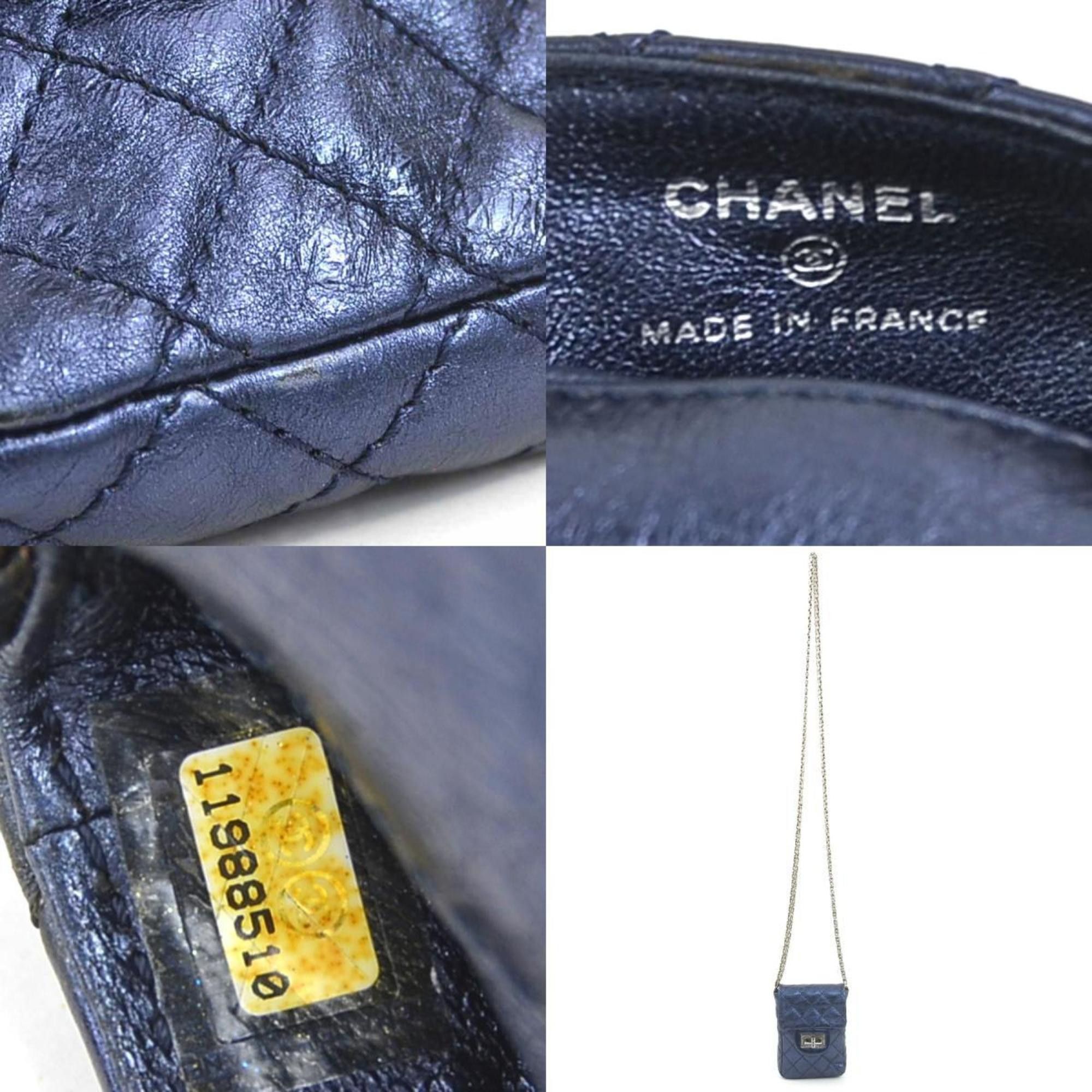 Chanel CHANEL Shoulder Bag Mini Pouch 2.55 Leather Metallic Navy Women's 90212a Size ONE SIZE - 4 Thumbnail