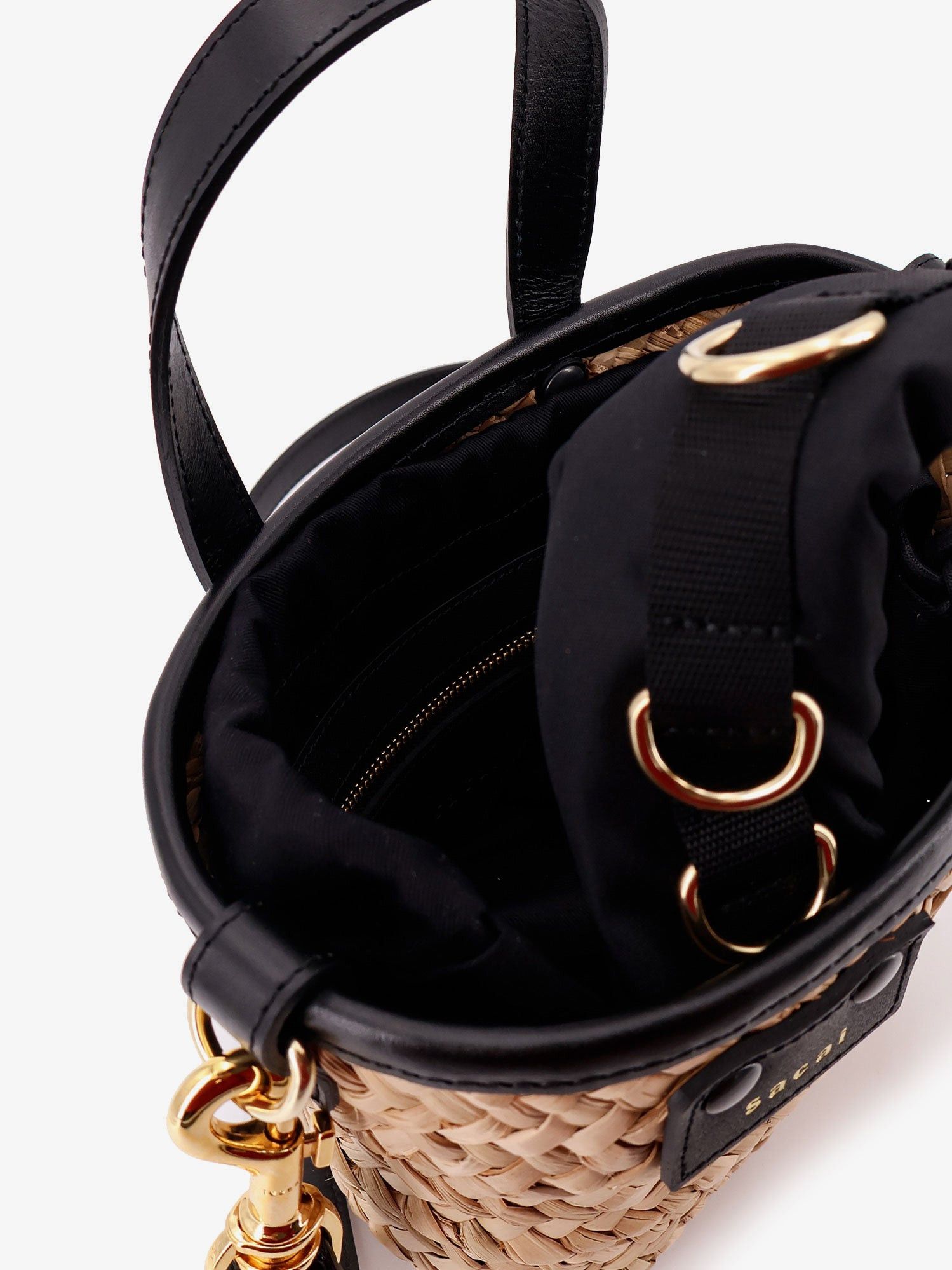 Raffia And Leather Crossbody Bag